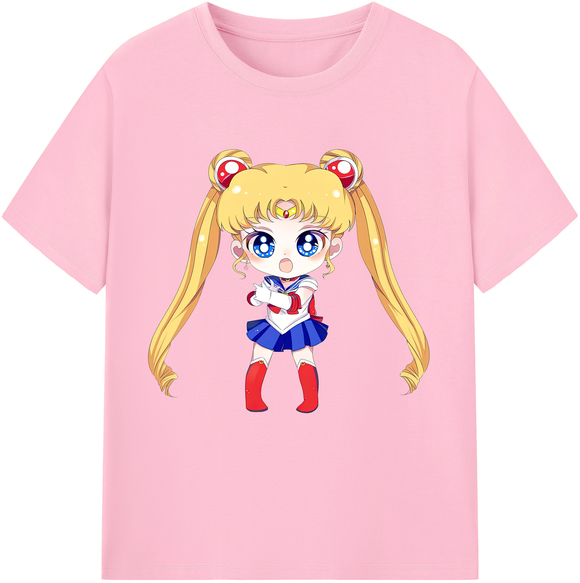 （画像用） 美少女戦士セーラームーン 月野 うさぎ つきの うさぎ Sailor Moon Tsukino Usagi 綿100％半袖Tシャツ（フロントプリント）