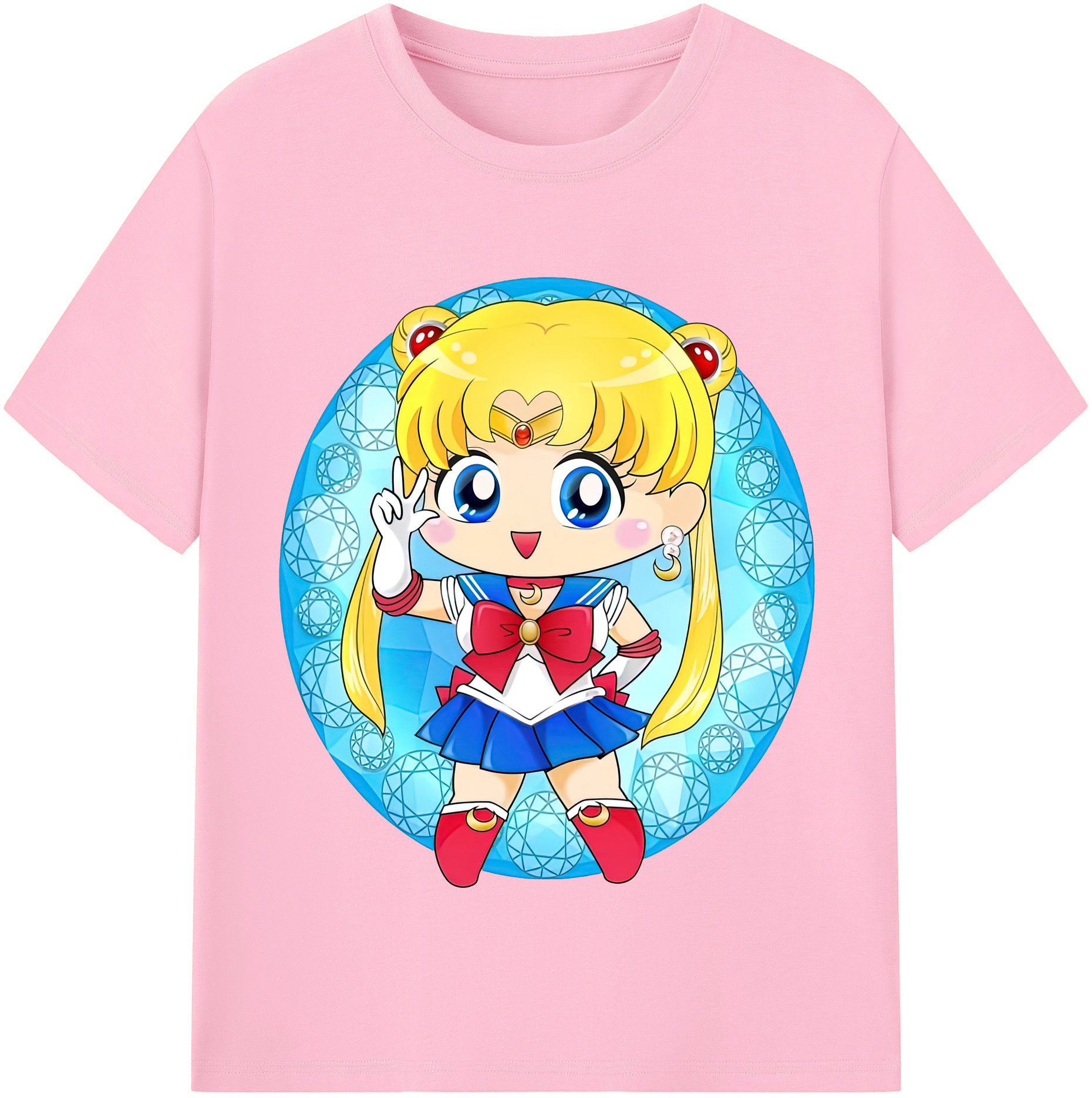 （画像用） 美少女戦士セーラームーン 月野 うさぎ つきの うさぎ Sailor Moon Tsukino Usagi 綿100％半袖Tシャツ（フロントプリント）