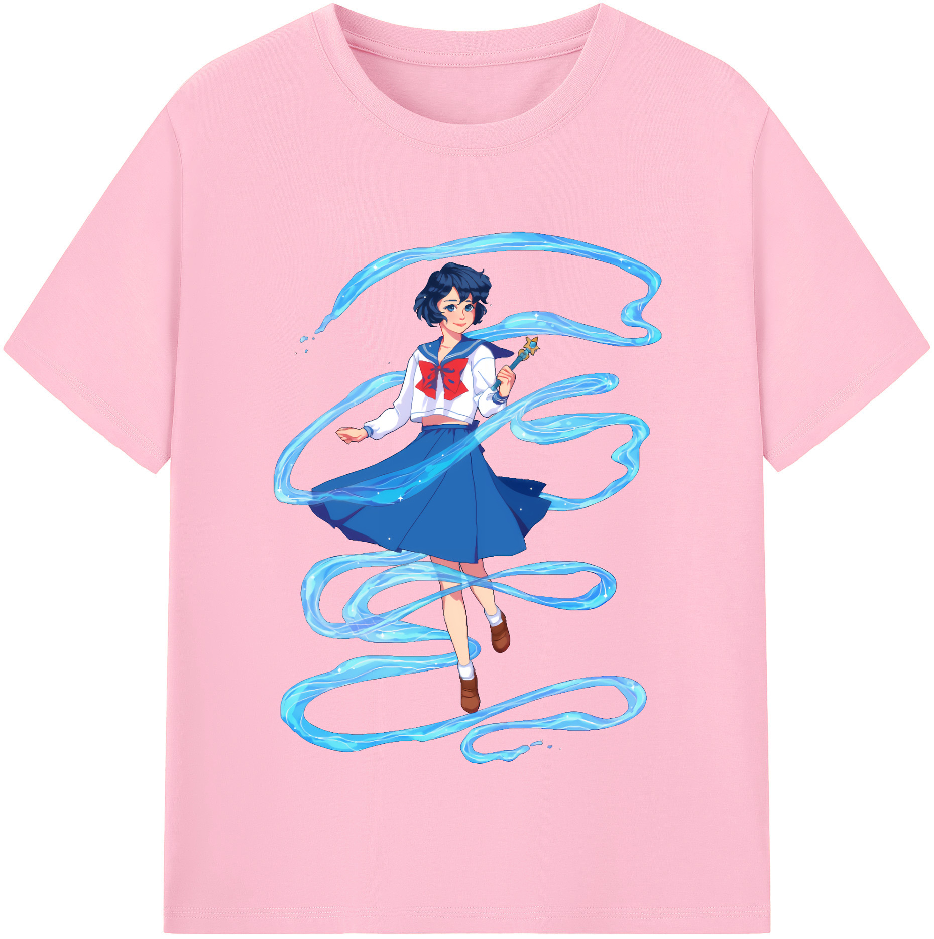 （画像用） 美少女戦士セーラームーン 水野 亜美 みずの あみ Sailor Moon Mizuno Ami 綿100％半袖Tシャツ（フロントプリント）
