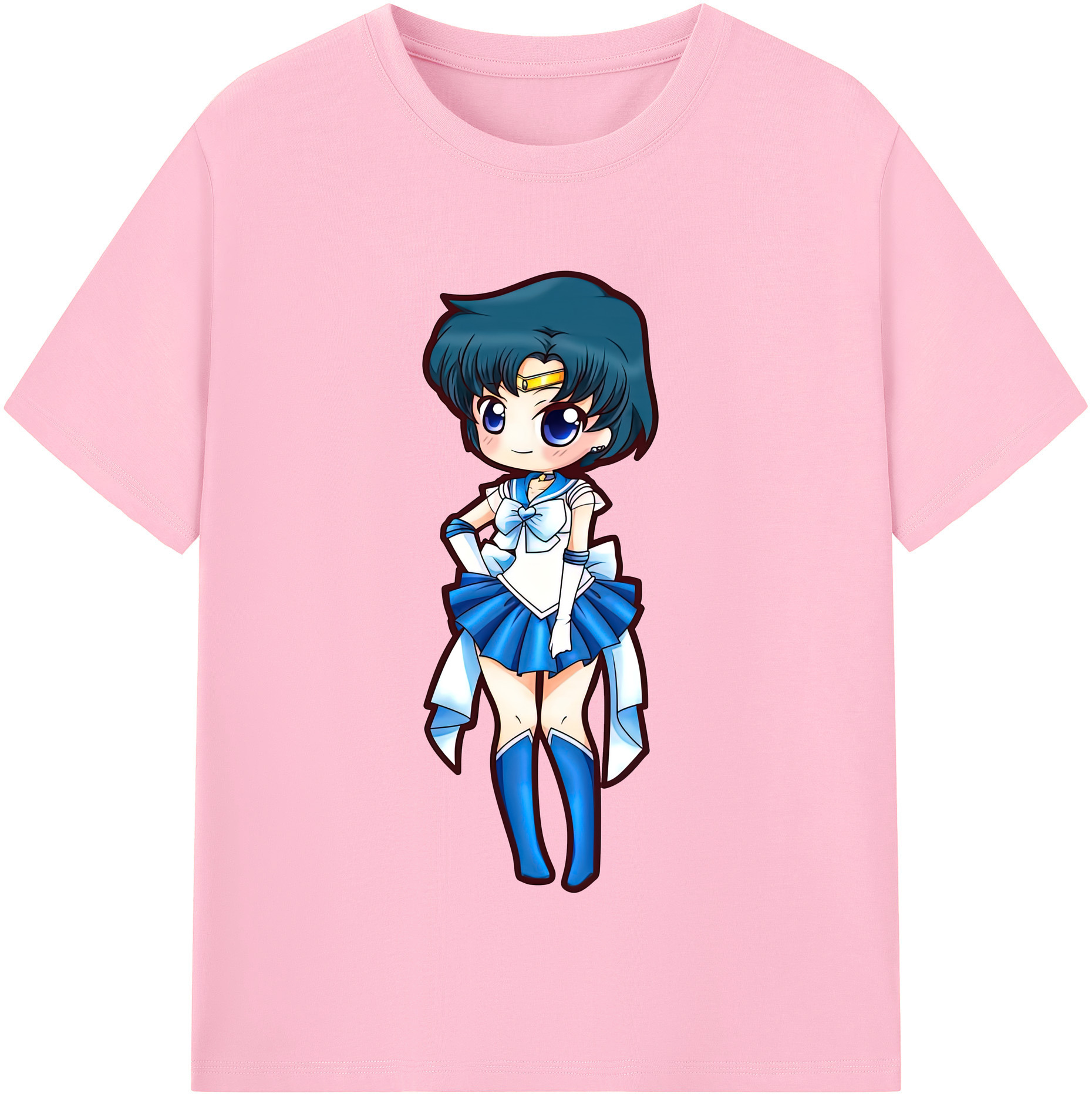（画像用） 美少女戦士セーラームーン 水野 亜美 みずの あみ Sailor Moon Mizuno Ami 綿100％半袖Tシャツ（フロントプリント）