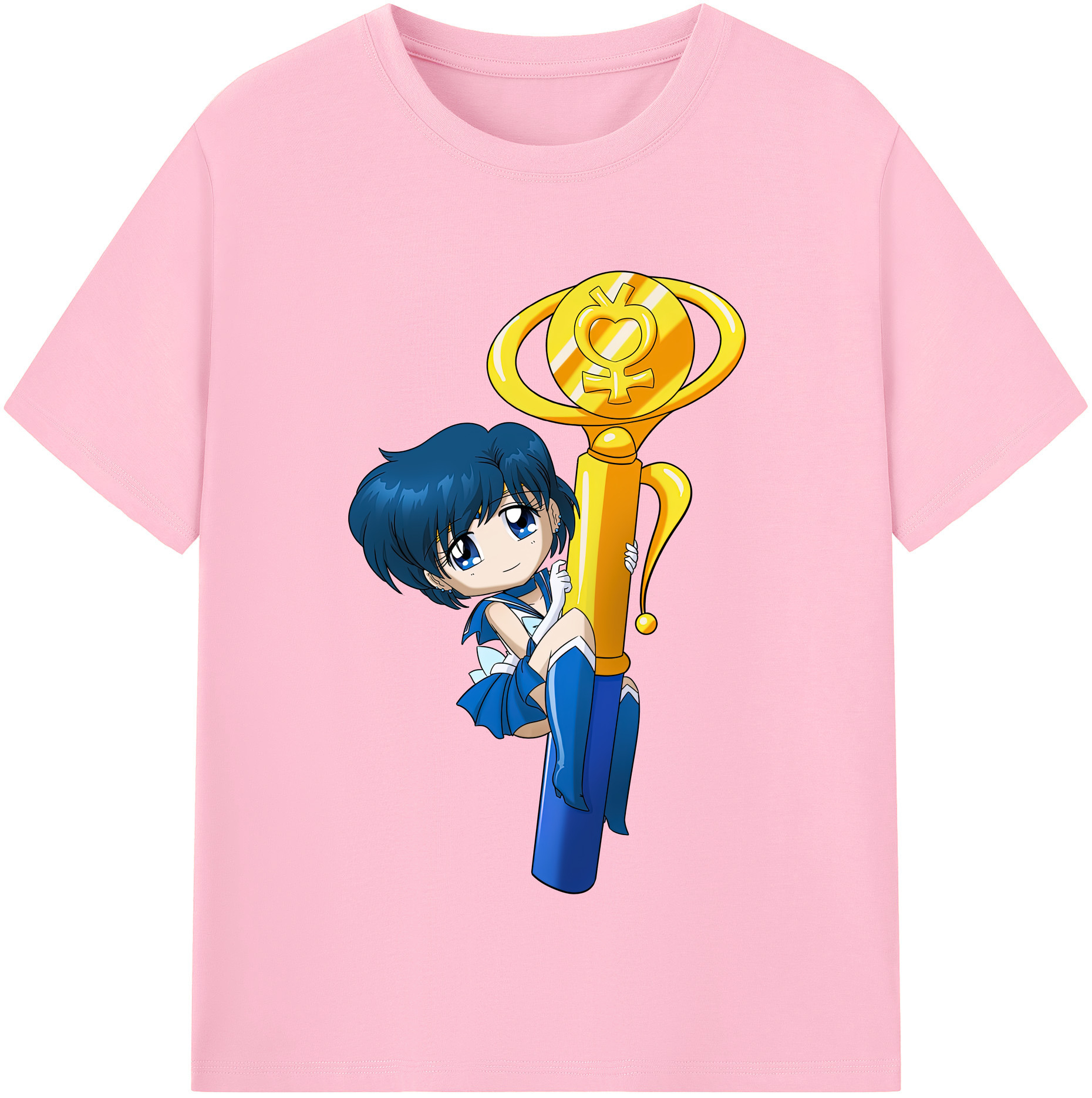 （画像用） 美少女戦士セーラームーン 水野 亜美 みずの あみ Sailor Moon Mizuno Ami 綿100％半袖Tシャツ（フロントプリント）
