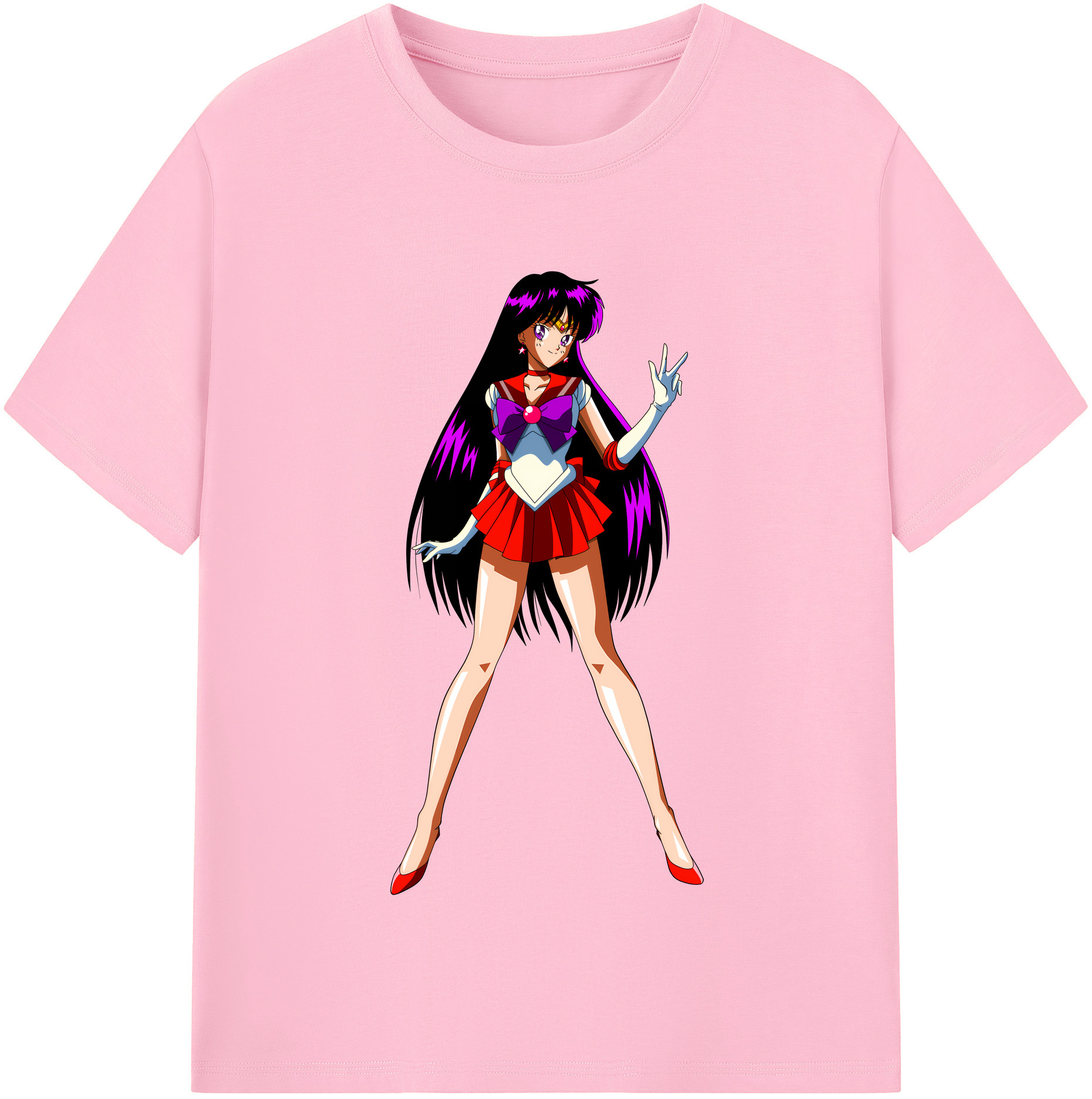 （画像用） 美少女戦士セーラームーン 火野レイ ひの レイ Sailor Moon Hino Rei （セーラーマーズ,Sailor Mars） 綿100％半袖Tシャツ（フロントプリント）