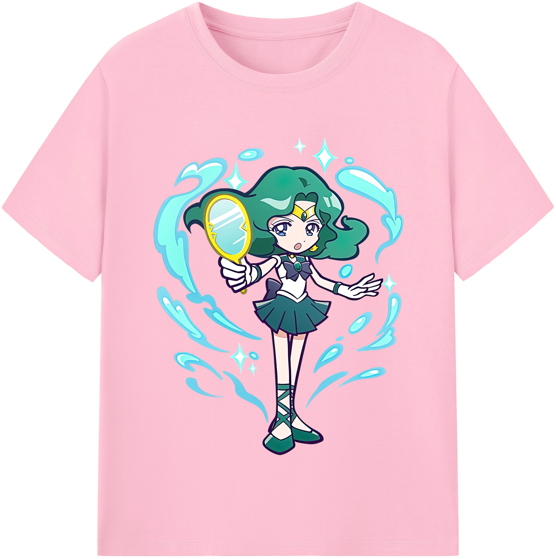 （画像用） 美少女戦士セーラームーン 海王 みちる（かいおう みちる） Sailor Moon Kaiou Michiru 綿100％半袖Tシャツ（フロントプリント）