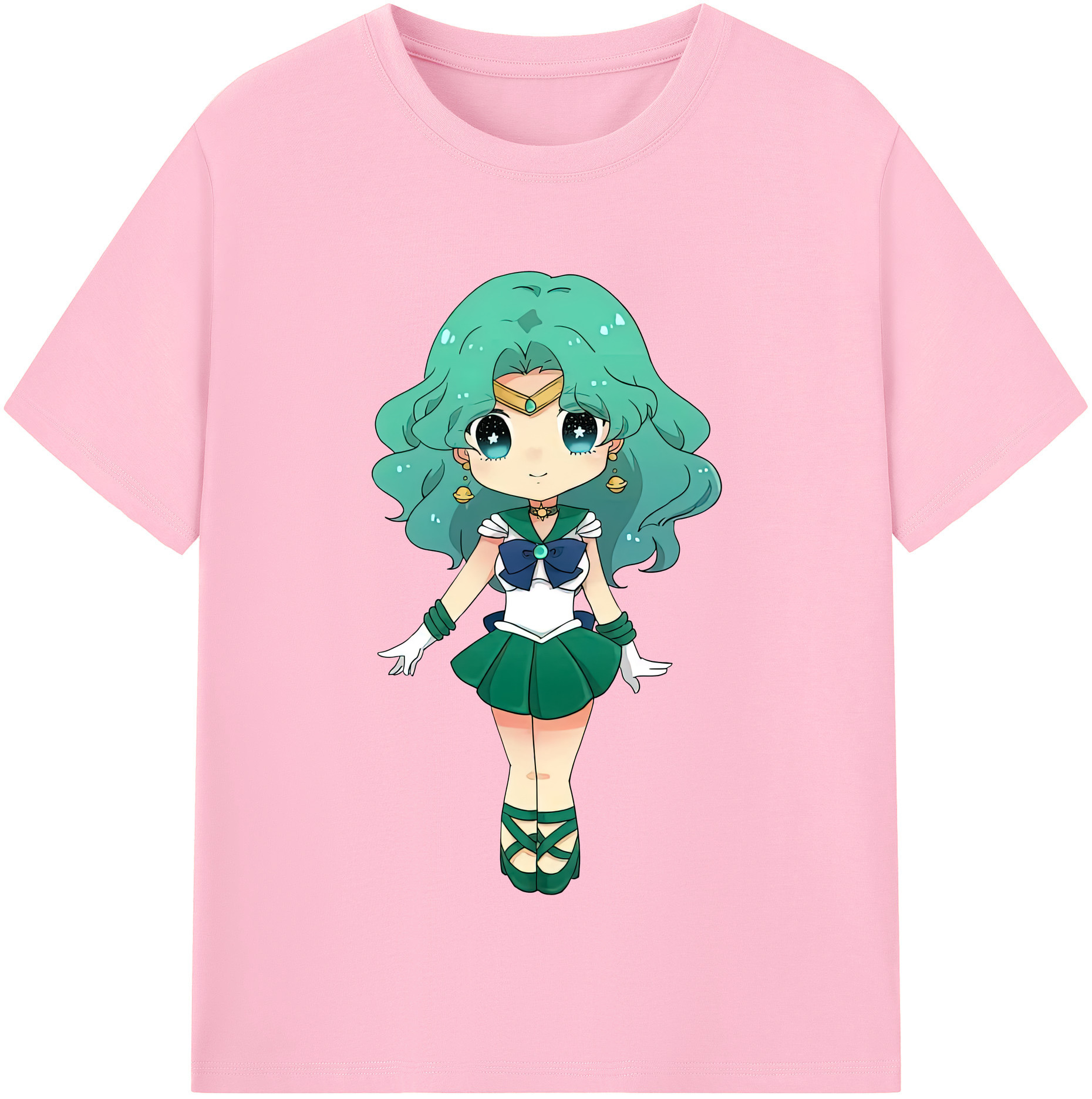 （画像用） 美少女戦士セーラームーン 海王 みちる（かいおう みちる） Sailor Moon Kaiou Michiru 綿100％半袖Tシャツ（フロントプリント）