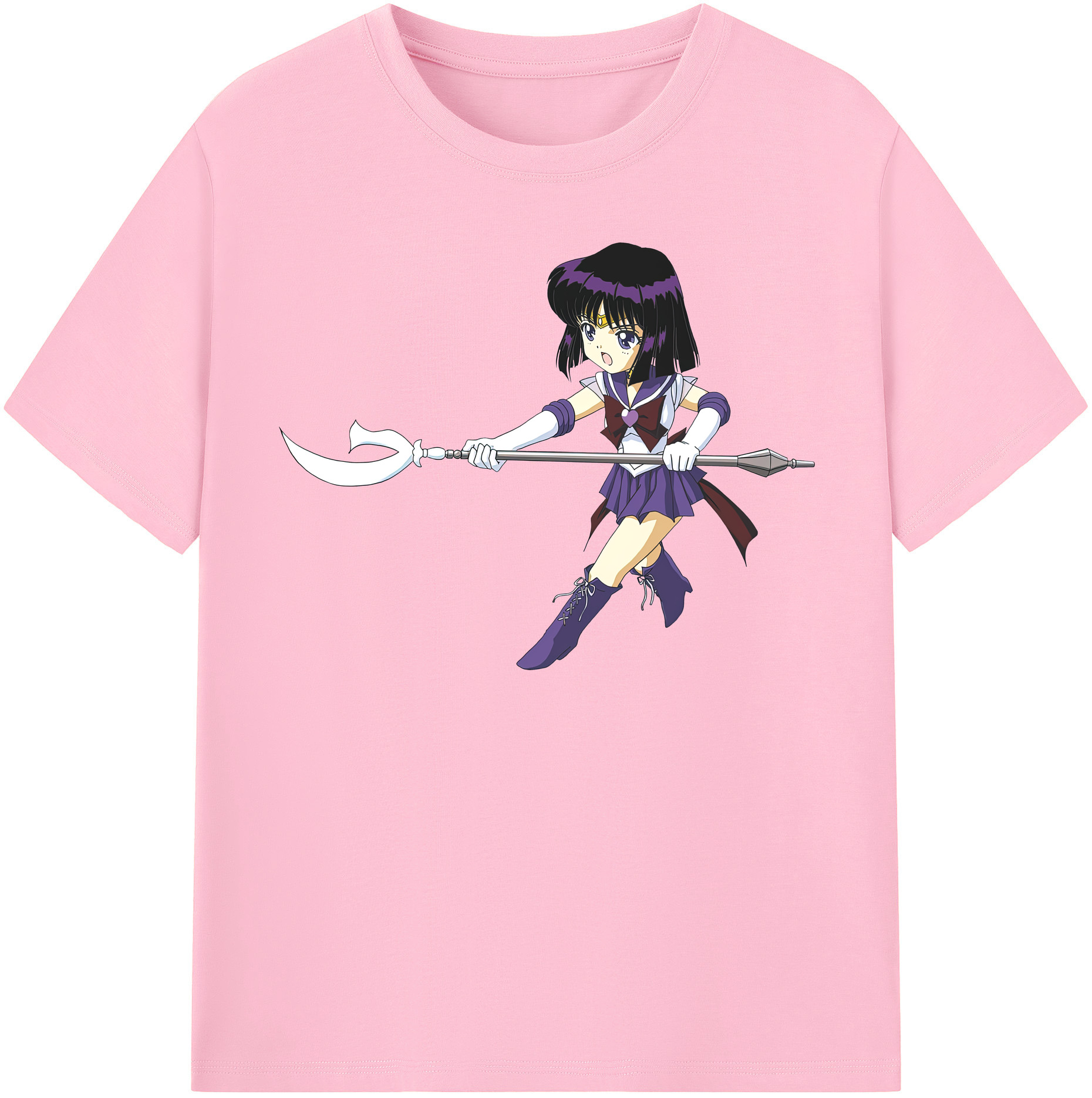 （画像用） 美少女戦士セーラームーン 土萠ほたる Sailor Moon Tomoe Hotaru （セーラーサターン；Sailor Saturn） 綿100％半袖Tシャツ（フロントプリント）