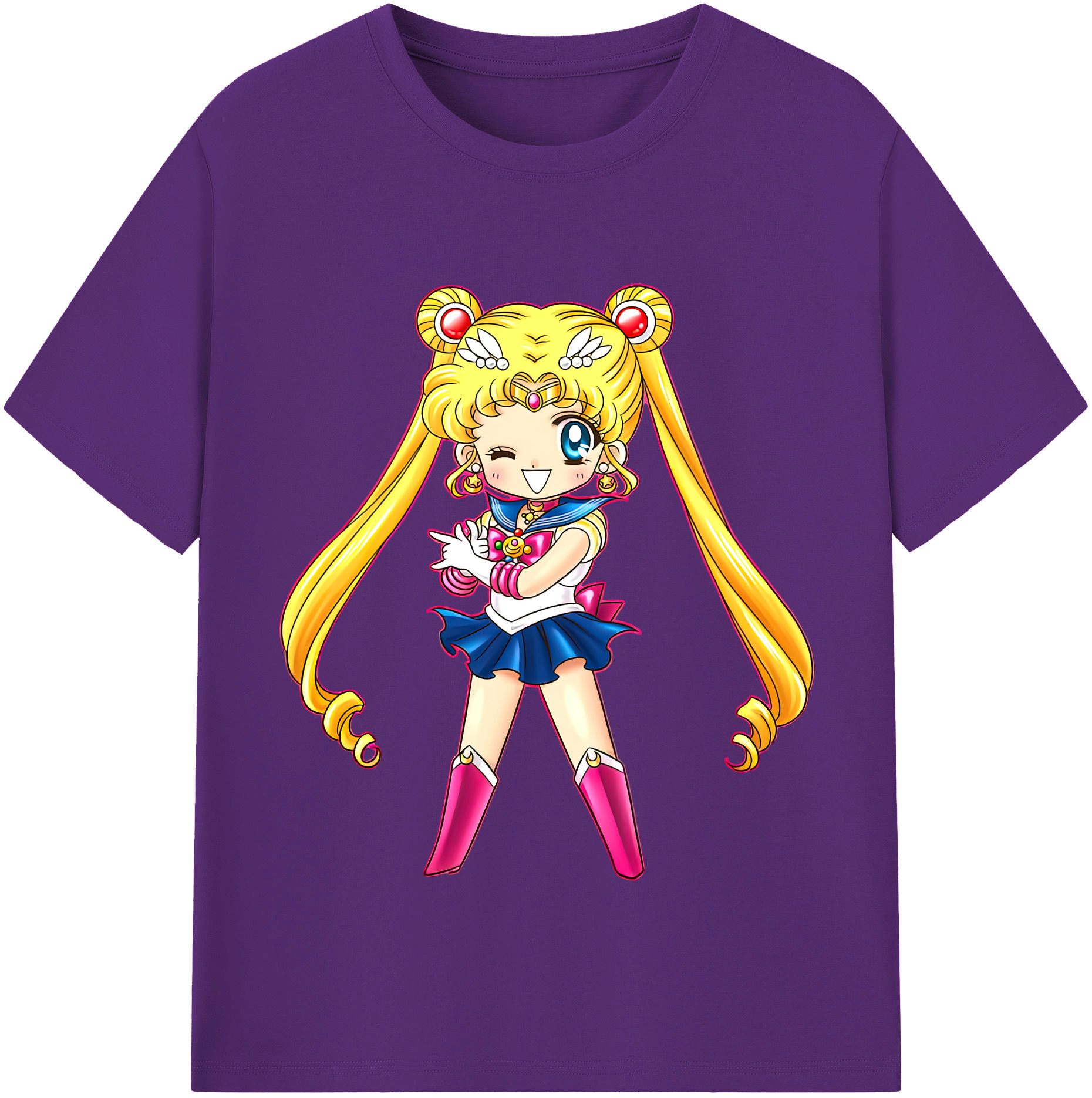 （画像用） 美少女戦士セーラームーン 月野 うさぎ つきの うさぎ Sailor Moon Tsukino Usagi 綿100％半袖Tシャツ（フロントプリント）