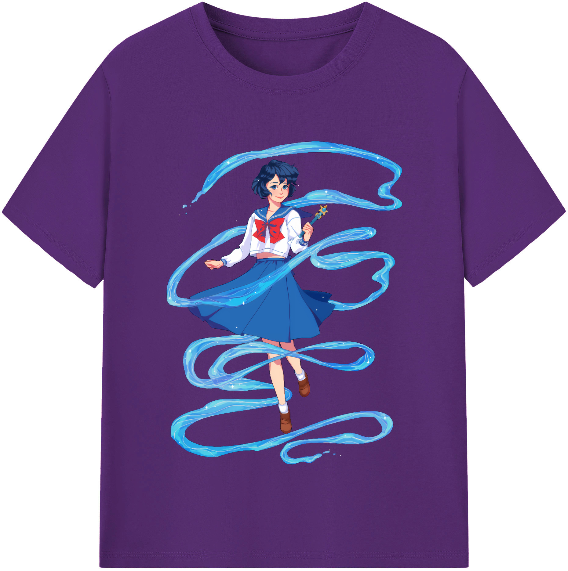（画像用） 美少女戦士セーラームーン 水野 亜美 みずの あみ Sailor Moon Mizuno Ami 綿100％半袖Tシャツ（フロントプリント）