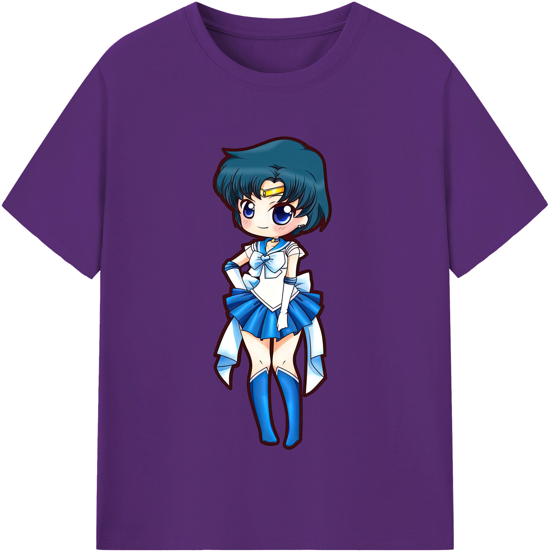 （画像用） 美少女戦士セーラームーン 水野 亜美 みずの あみ Sailor Moon Mizuno Ami 綿100％半袖Tシャツ（フロントプリント）