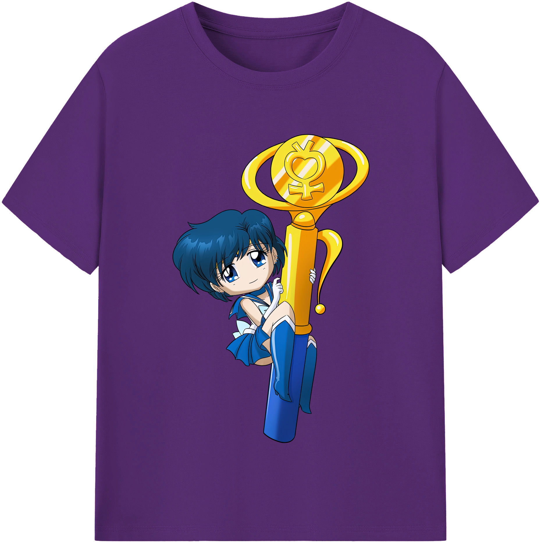 （画像用） 美少女戦士セーラームーン 水野 亜美 みずの あみ Sailor Moon Mizuno Ami 綿100％半袖Tシャツ（フロントプリント）