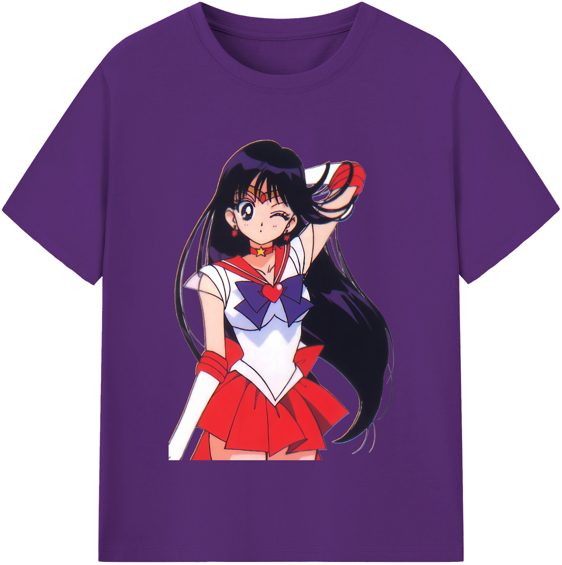 （画像用） 美少女戦士セーラームーン 火野レイ ひの レイ Sailor Moon Hino Rei （セーラーマーズ,Sailor Mars） 綿100％半袖Tシャツ（フロントプリント）
