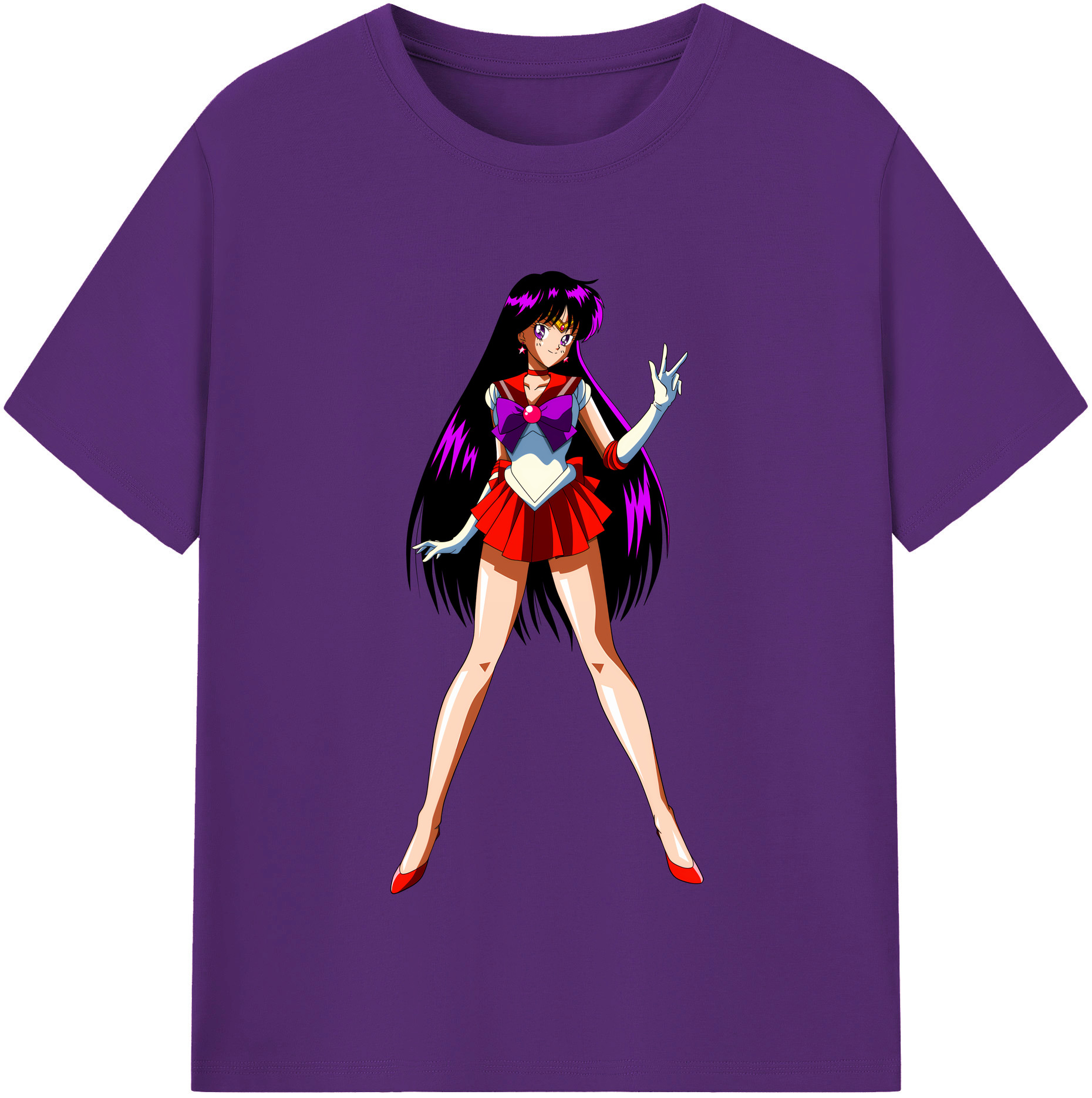 （画像用） 美少女戦士セーラームーン 火野レイ ひの レイ Sailor Moon Hino Rei （セーラーマーズ,Sailor Mars） 綿100％半袖Tシャツ（フロントプリント）