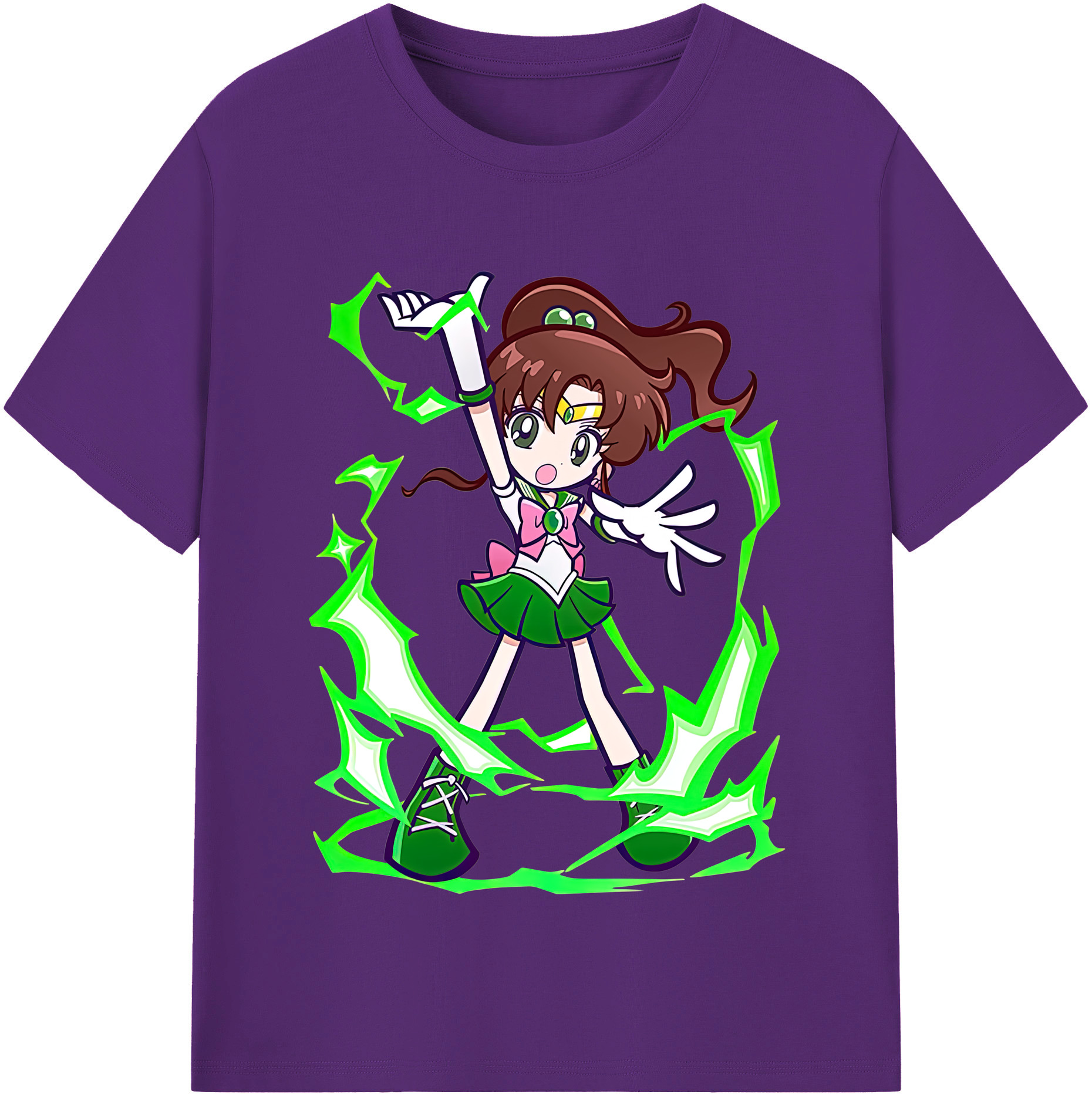（画像用） 美少女戦士セーラームーン 木野 まこと きの まこと Sailor Moon Kino Makoto （セーラージュピター；Sailor Jupiter） 綿100％半袖Tシャツ（フロントプリント）