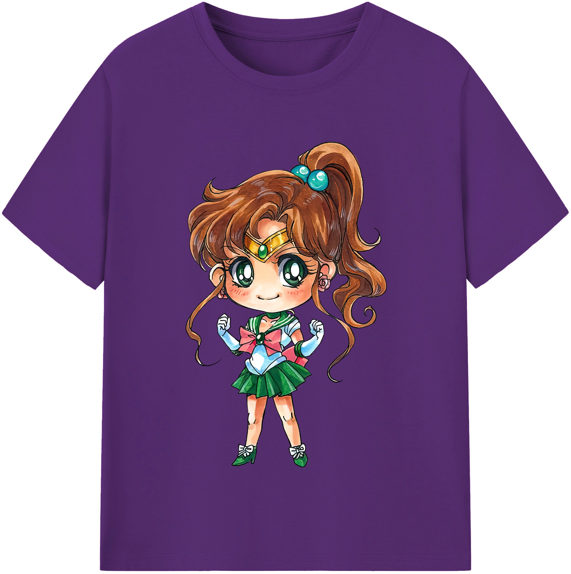 （画像用） 美少女戦士セーラームーン 木野 まこと きの まこと Sailor Moon Kino Makoto （セーラージュピター；Sailor Jupiter） 綿100％半袖Tシャツ（フロントプリント）