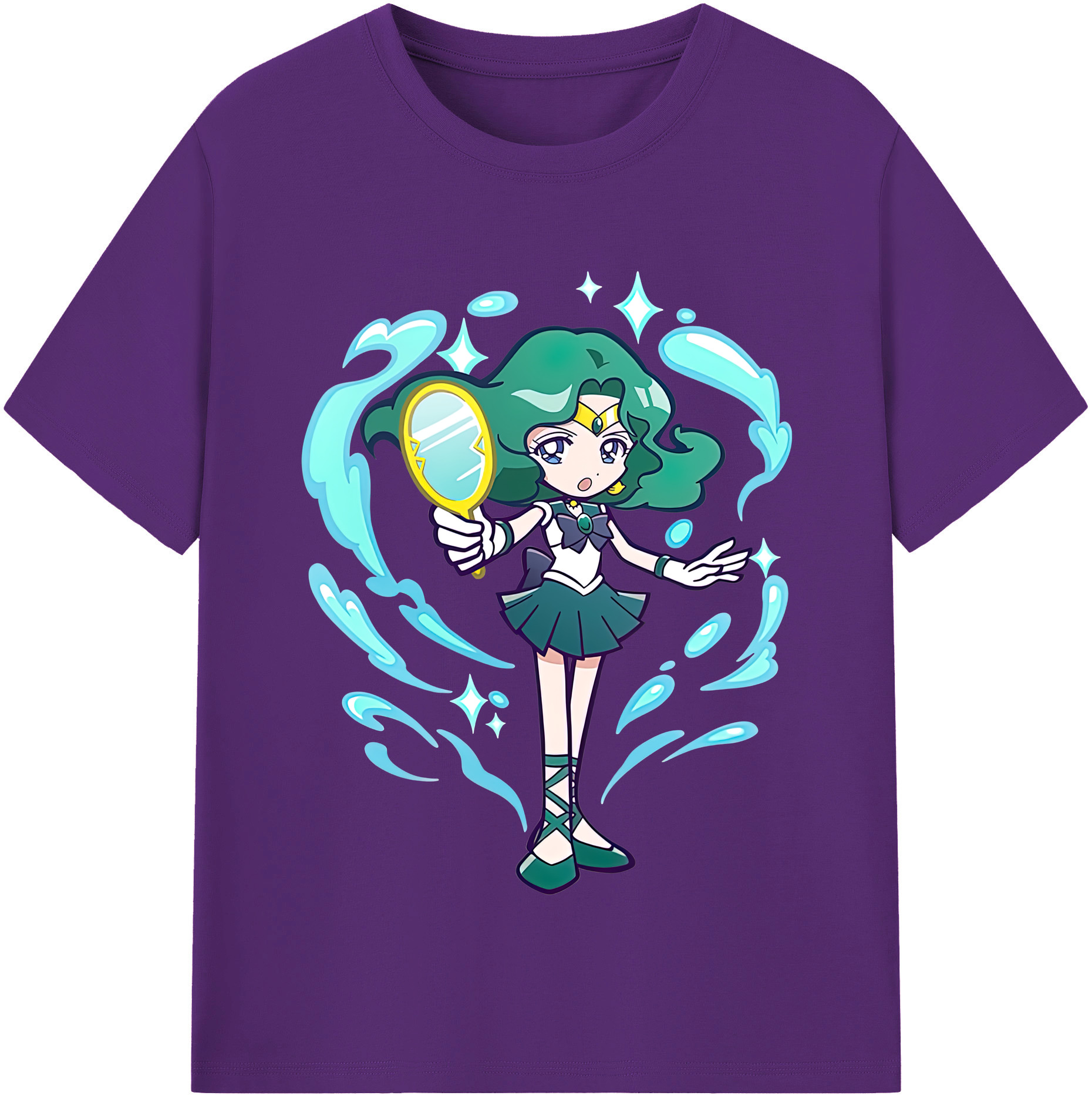 （画像用） 美少女戦士セーラームーン 海王 みちる（かいおう みちる） Sailor Moon Kaiou Michiru 綿100％半袖Tシャツ（フロントプリント）