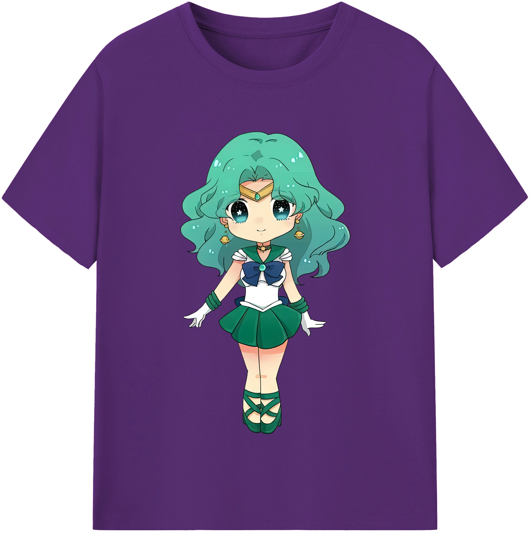 （画像用） 美少女戦士セーラームーン 海王 みちる（かいおう みちる） Sailor Moon Kaiou Michiru 綿100％半袖Tシャツ（フロントプリント）