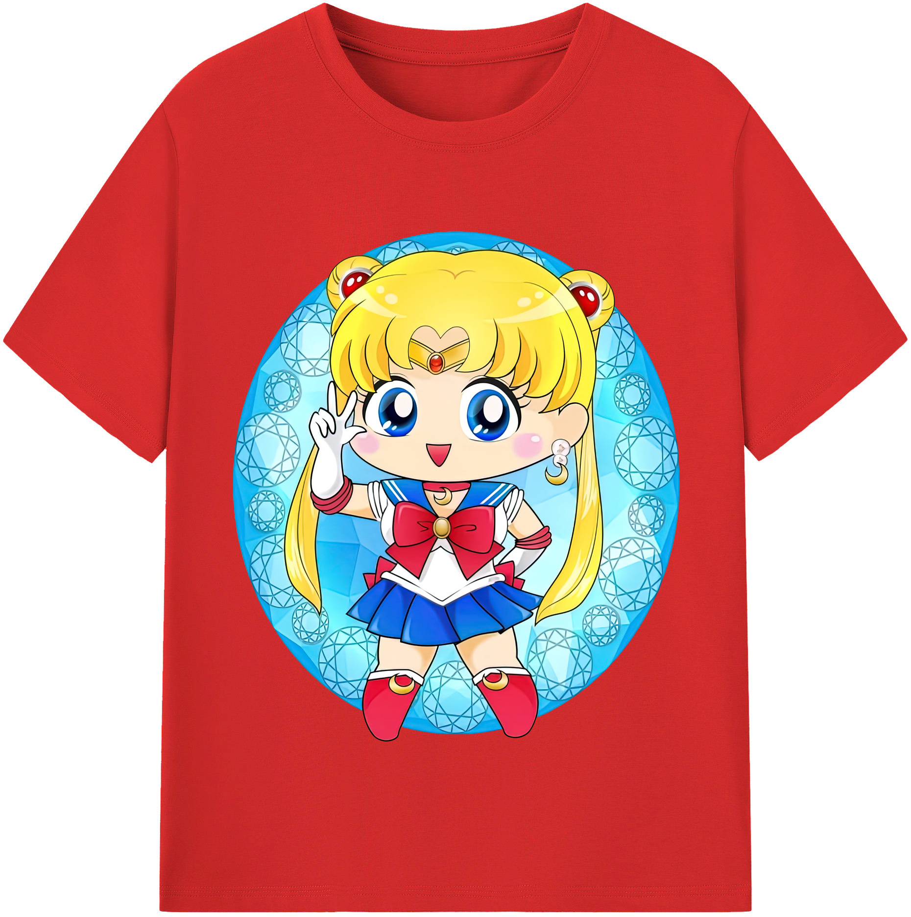 （画像用） 美少女戦士セーラームーン 月野 うさぎ つきの うさぎ Sailor Moon Tsukino Usagi 綿100％半袖Tシャツ（フロントプリント）