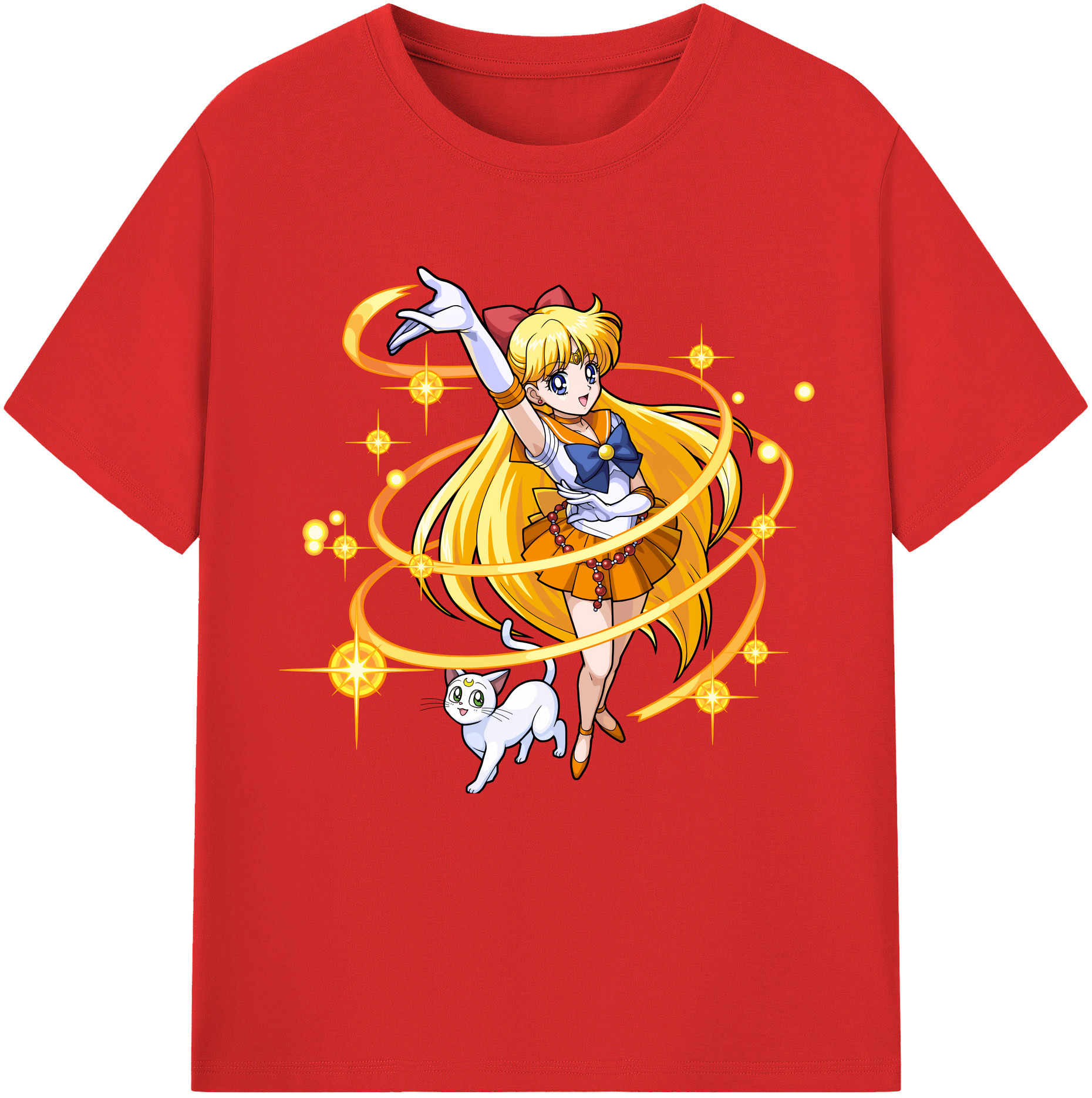 （画像用） 美少女戦士セーラームーン 愛野 美奈子 あいの みなこ Sailor Moon Aino Minako 綿100％半袖Tシャツ（フロントプリント）