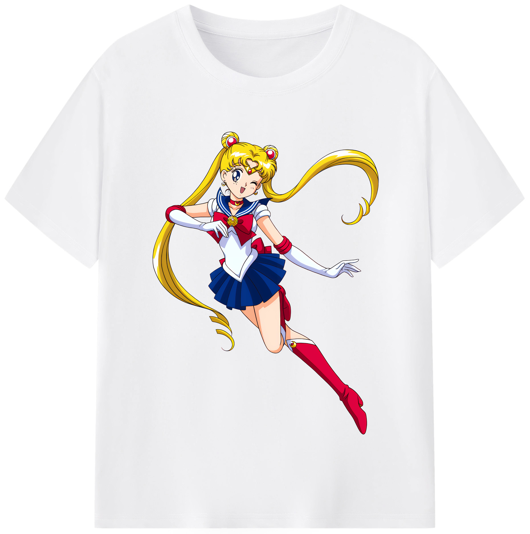 （画像用） 美少女戦士セーラームーン 月野 うさぎ つきの うさぎ Sailor Moon Tsukino Usagi 綿100％半袖Tシャツ（フロントプリント）