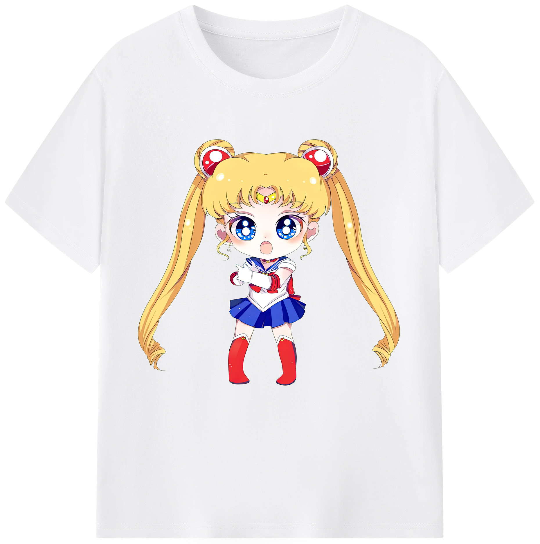 （画像用） 美少女戦士セーラームーン 月野 うさぎ つきの うさぎ Sailor Moon Tsukino Usagi 綿100％半袖Tシャツ（フロントプリント）