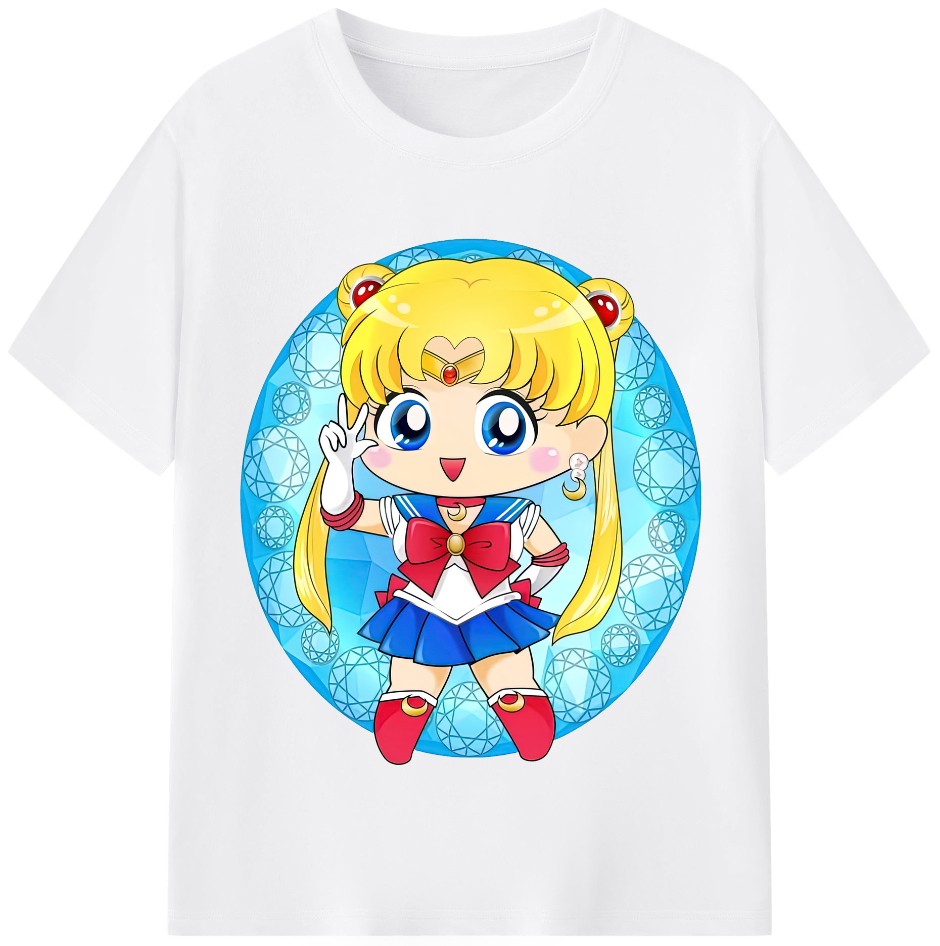 （画像用） 美少女戦士セーラームーン 月野 うさぎ つきの うさぎ Sailor Moon Tsukino Usagi 綿100％半袖Tシャツ（フロントプリント）