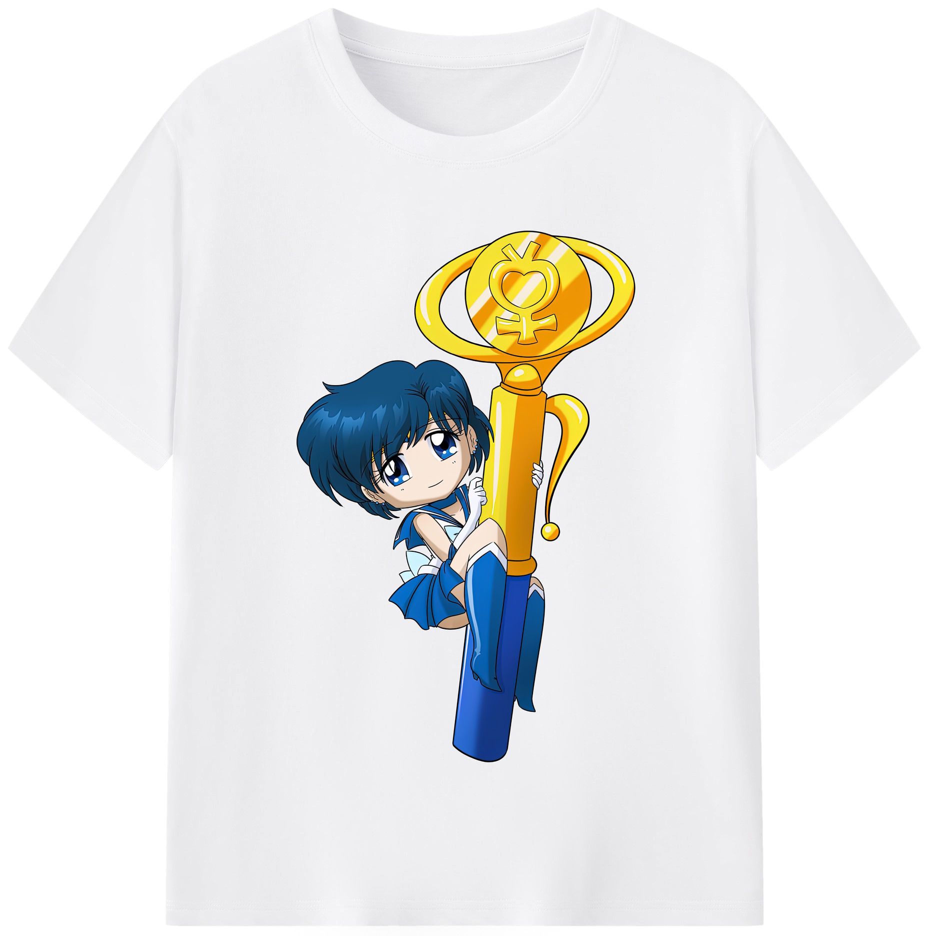 （画像用） 美少女戦士セーラームーン 水野 亜美 みずの あみ Sailor Moon Mizuno Ami 綿100％半袖Tシャツ（フロントプリント）