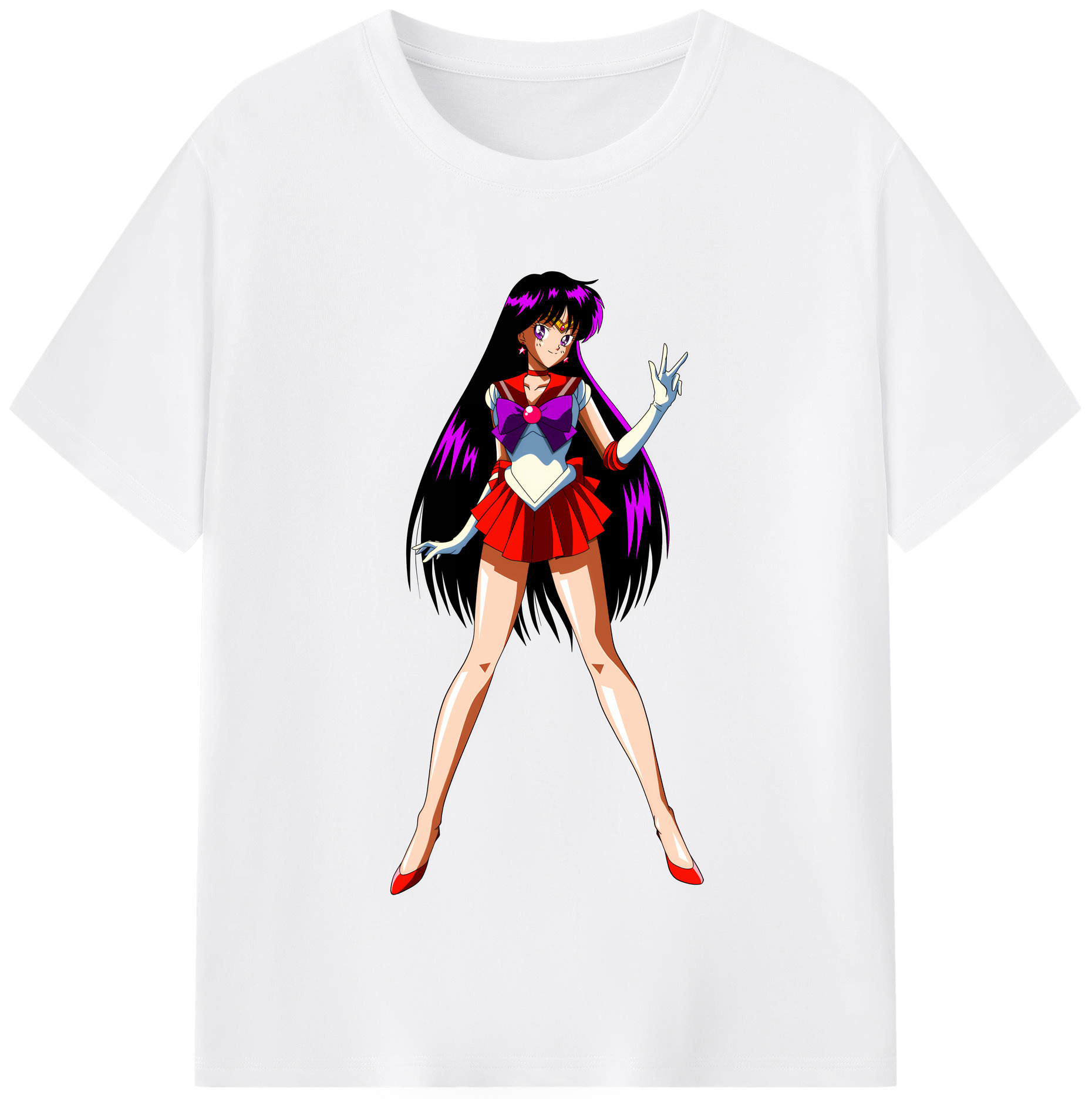 （画像用） 美少女戦士セーラームーン 火野レイ ひの レイ Sailor Moon Hino Rei （セーラーマーズ,Sailor Mars） 綿100％半袖Tシャツ（フロントプリント）