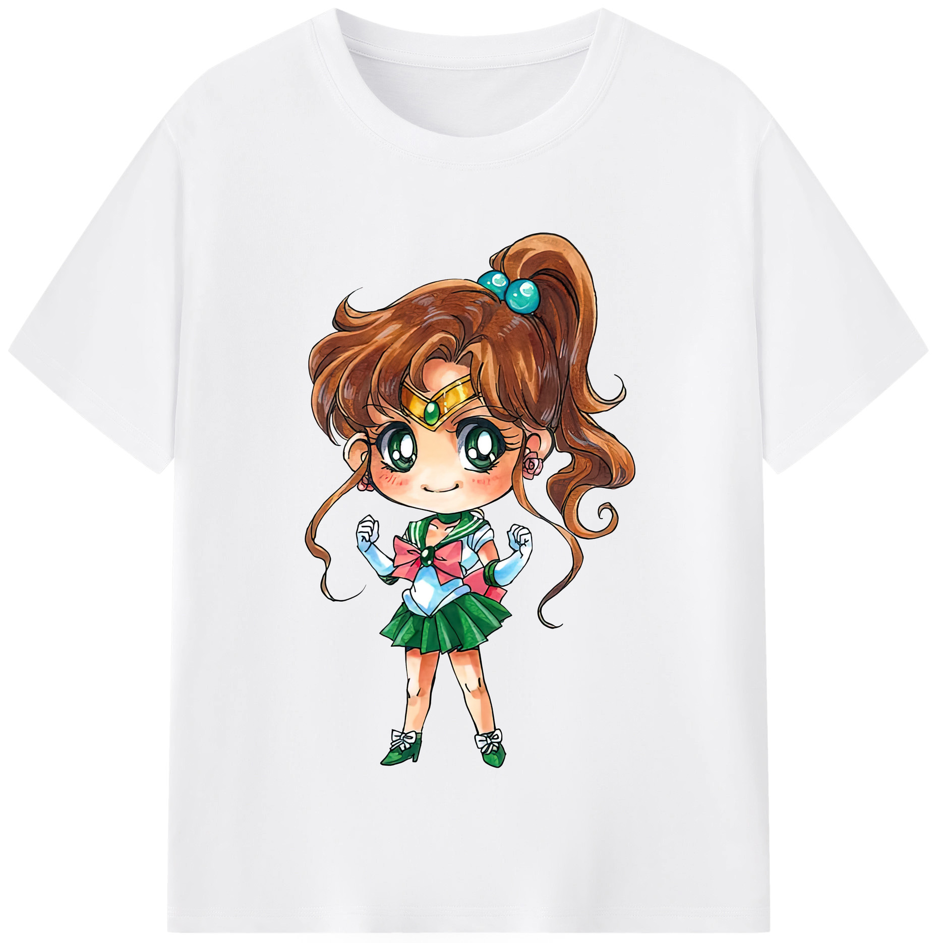 （画像用） 美少女戦士セーラームーン 木野 まこと きの まこと Sailor Moon Kino Makoto （セーラージュピター；Sailor Jupiter） 綿100％半袖Tシャツ（フロントプリント）