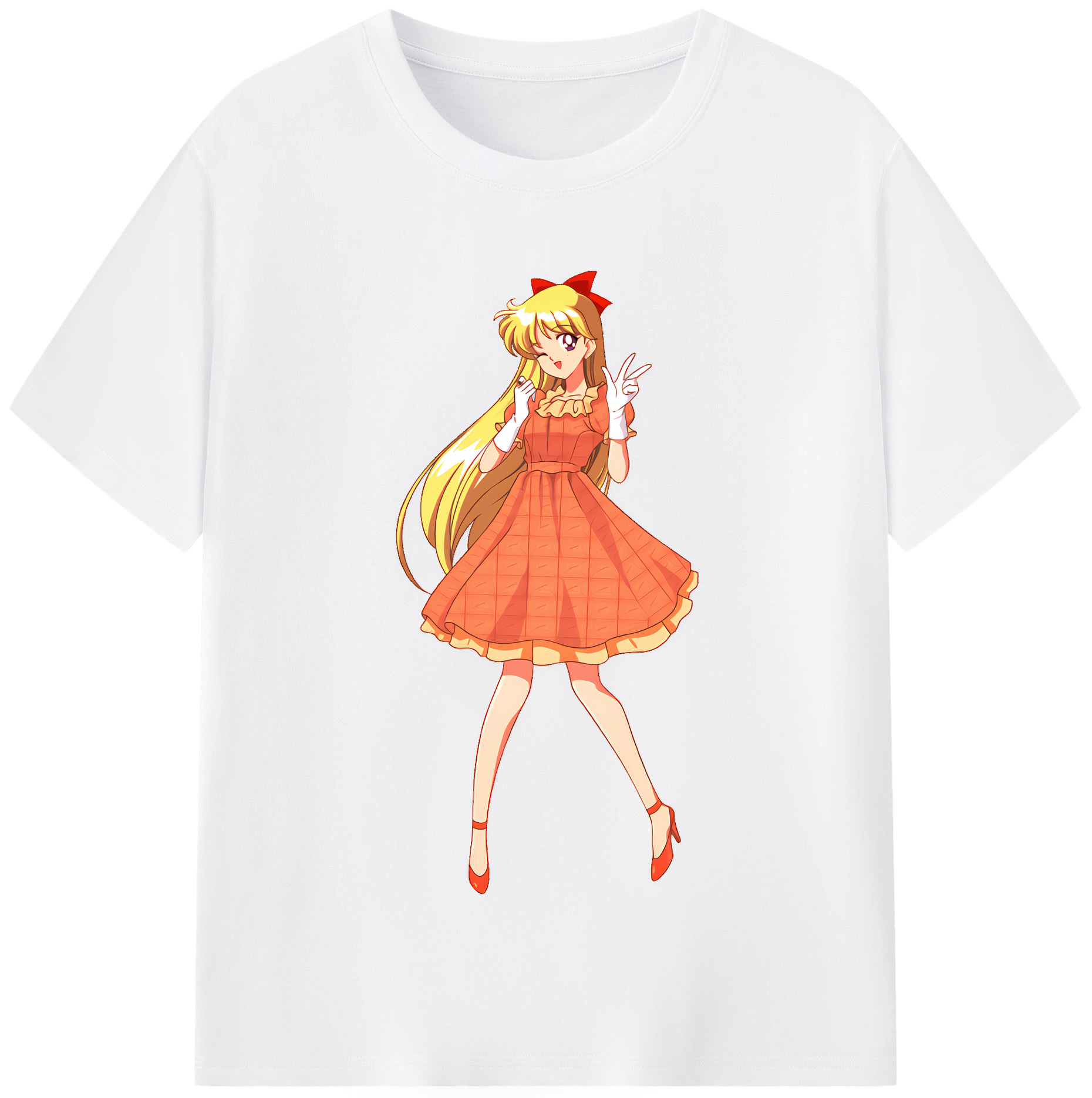 （画像用） 美少女戦士セーラームーン 愛野 美奈子 あいの みなこ Sailor Moon Aino Minako 綿100％半袖Tシャツ（フロントプリント）