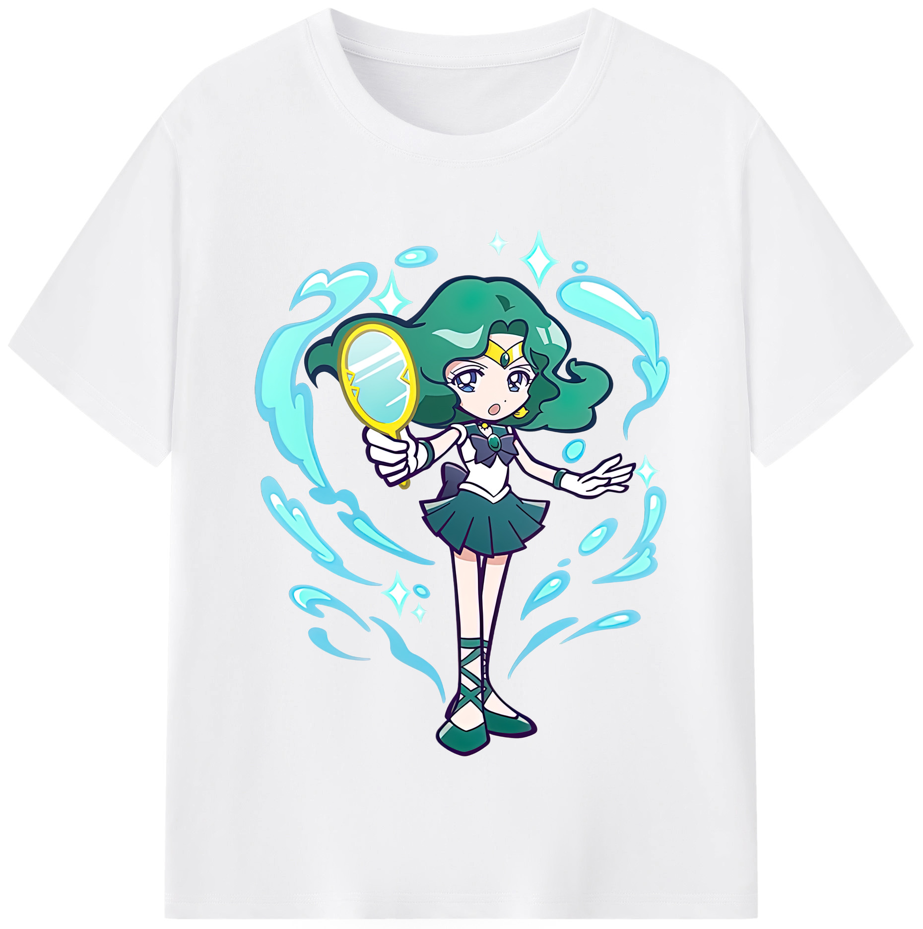 （画像用） 美少女戦士セーラームーン 海王 みちる（かいおう みちる） Sailor Moon Kaiou Michiru 綿100％半袖Tシャツ（フロントプリント）