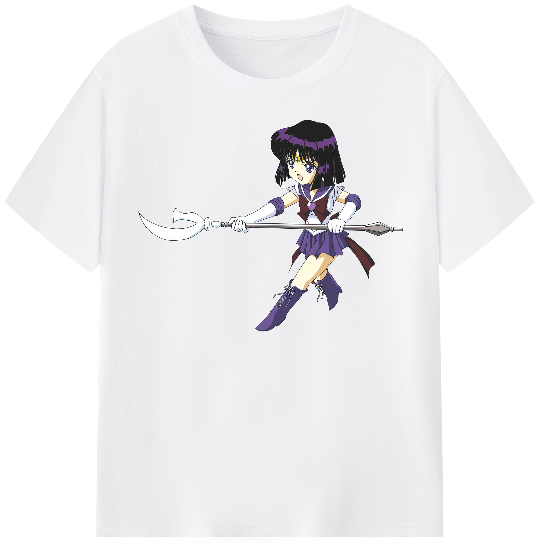 （画像用） 美少女戦士セーラームーン 土萠ほたる Sailor Moon Tomoe Hotaru （セーラーサターン；Sailor Saturn） 綿100％半袖Tシャツ（フロントプリント）