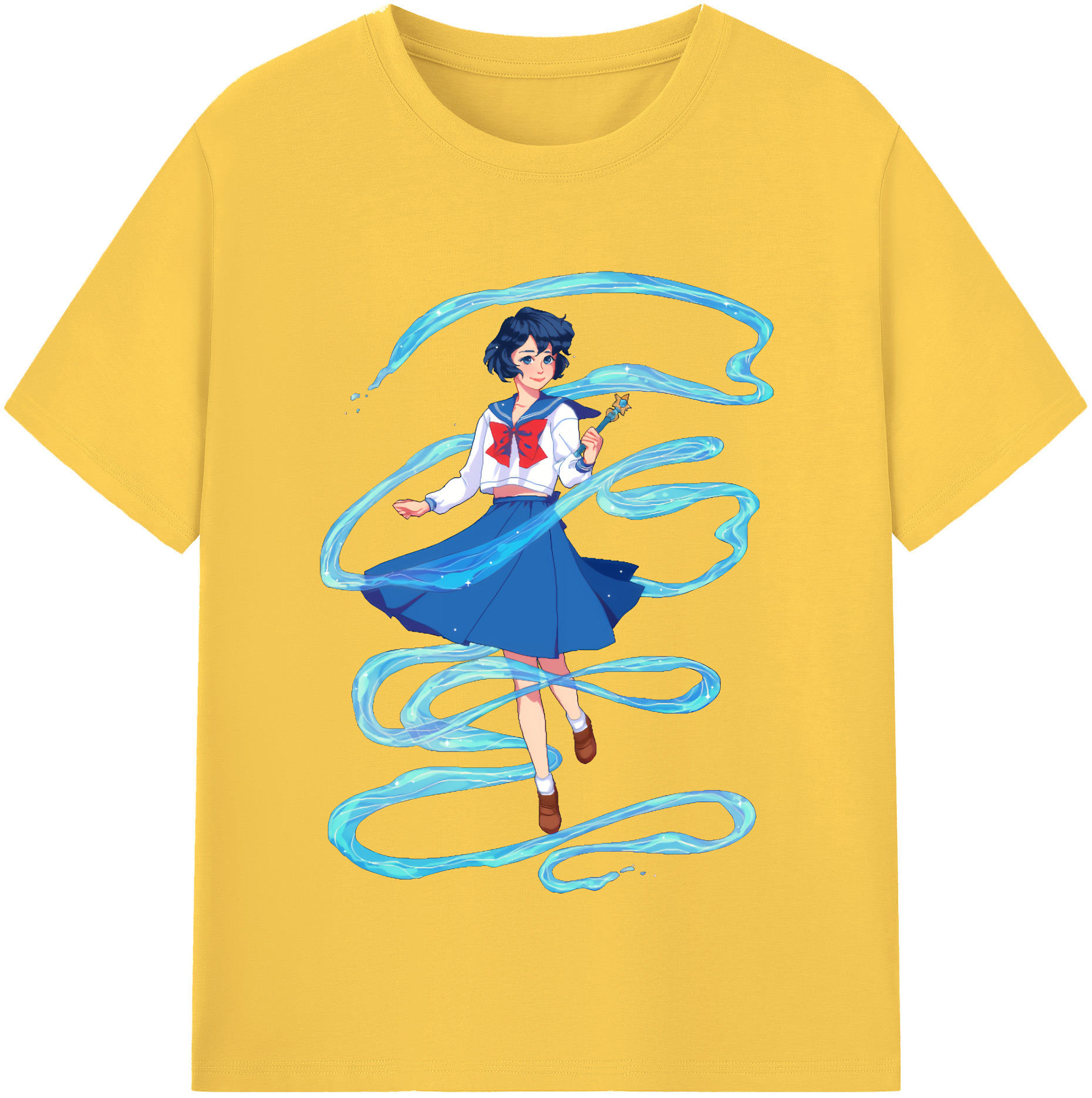 （画像用） 美少女戦士セーラームーン 水野 亜美 みずの あみ Sailor Moon Mizuno Ami 綿100％半袖Tシャツ（フロントプリント）