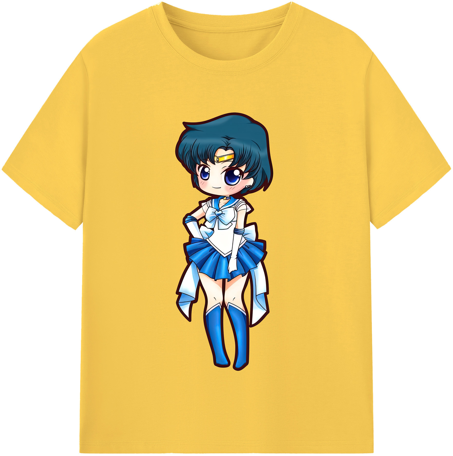 （画像用） 美少女戦士セーラームーン 水野 亜美 みずの あみ Sailor Moon Mizuno Ami 綿100％半袖Tシャツ（フロントプリント）