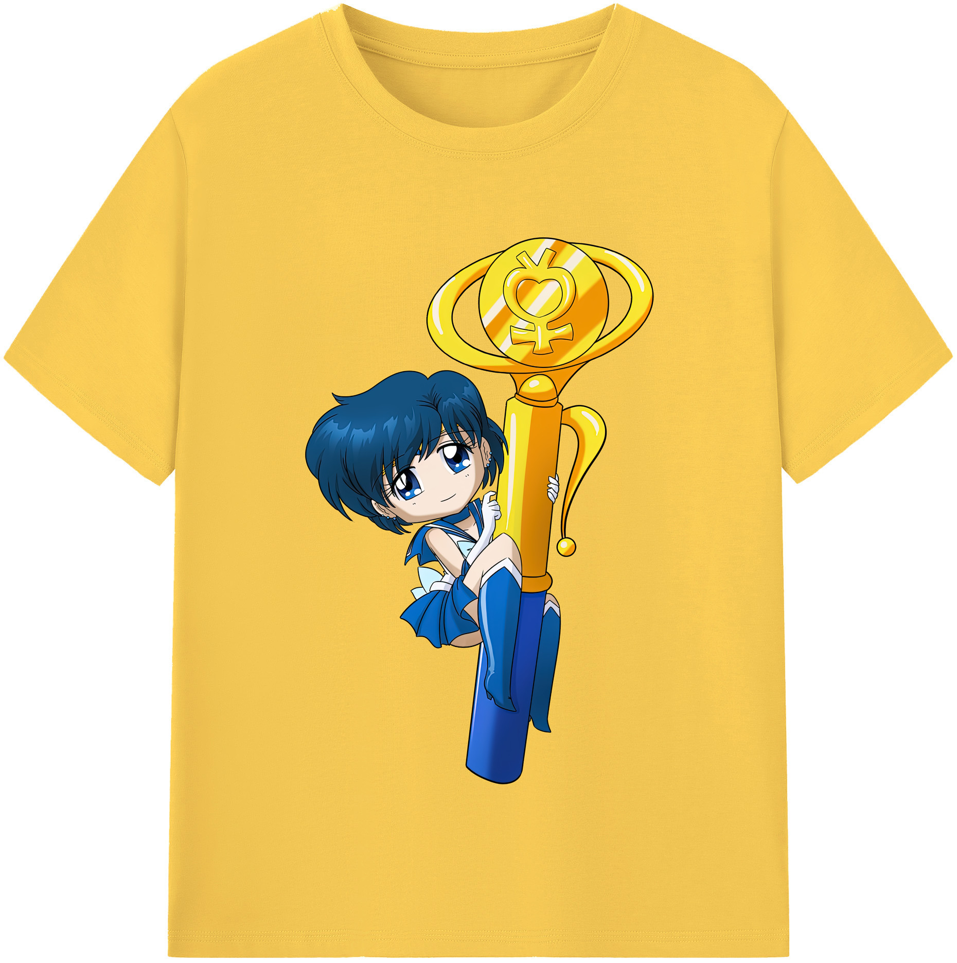 （画像用） 美少女戦士セーラームーン 水野 亜美 みずの あみ Sailor Moon Mizuno Ami 綿100％半袖Tシャツ（フロントプリント）