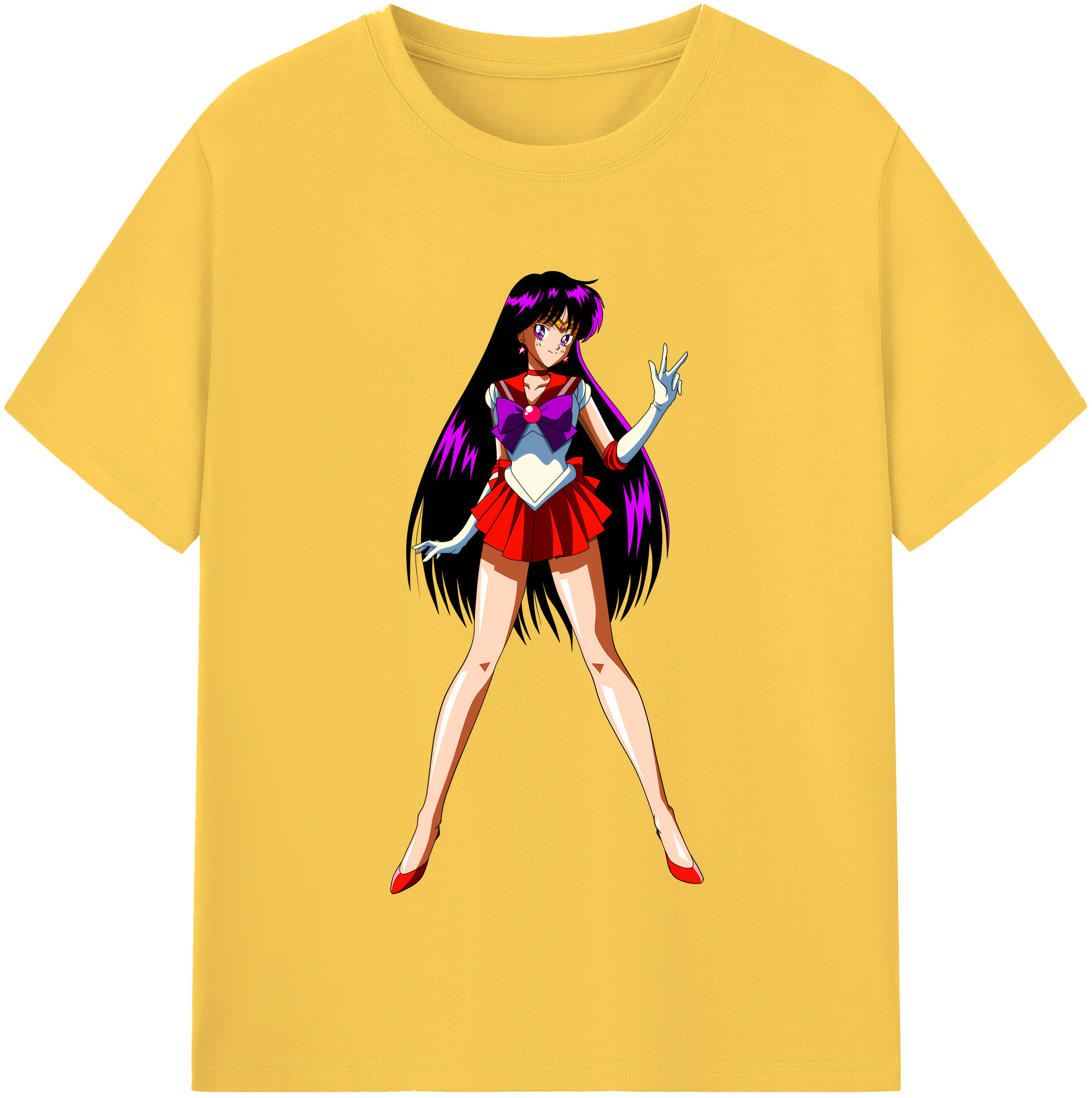 （画像用） 美少女戦士セーラームーン 火野レイ ひの レイ Sailor Moon Hino Rei （セーラーマーズ,Sailor Mars） 綿100％半袖Tシャツ（フロントプリント）
