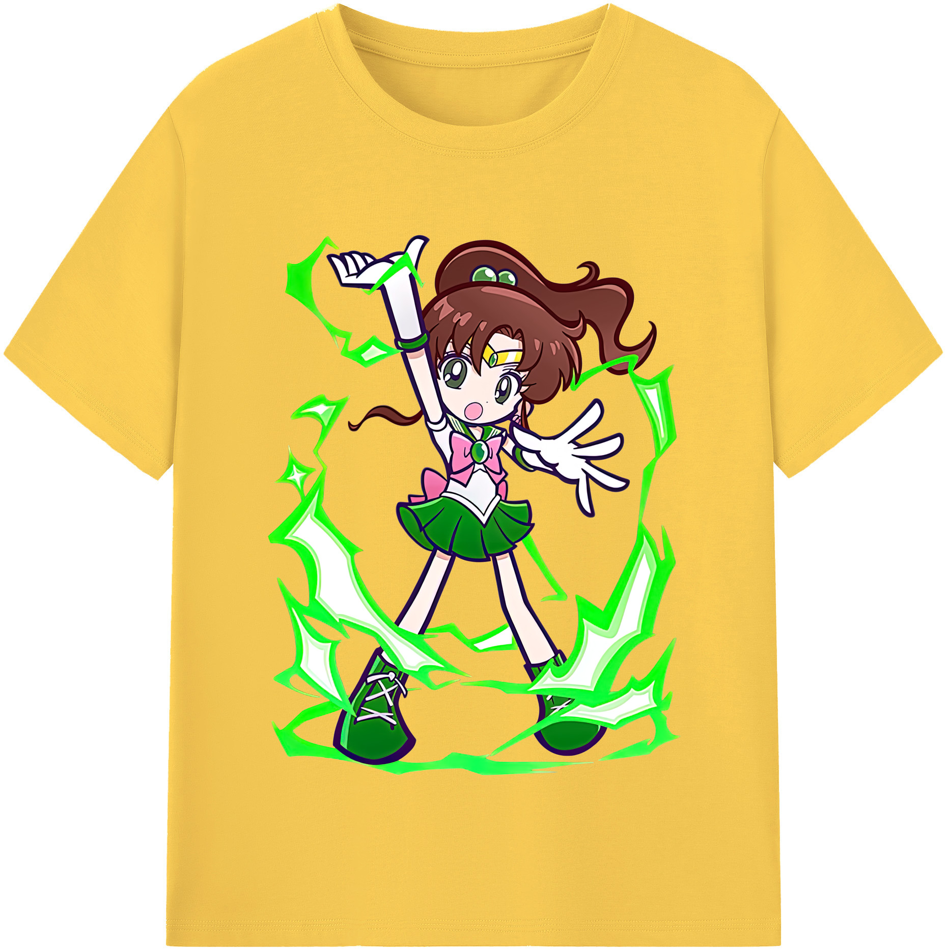 （画像用） 美少女戦士セーラームーン 木野 まこと きの まこと Sailor Moon Kino Makoto （セーラージュピター；Sailor Jupiter） 綿100％半袖Tシャツ（フロントプリント）
