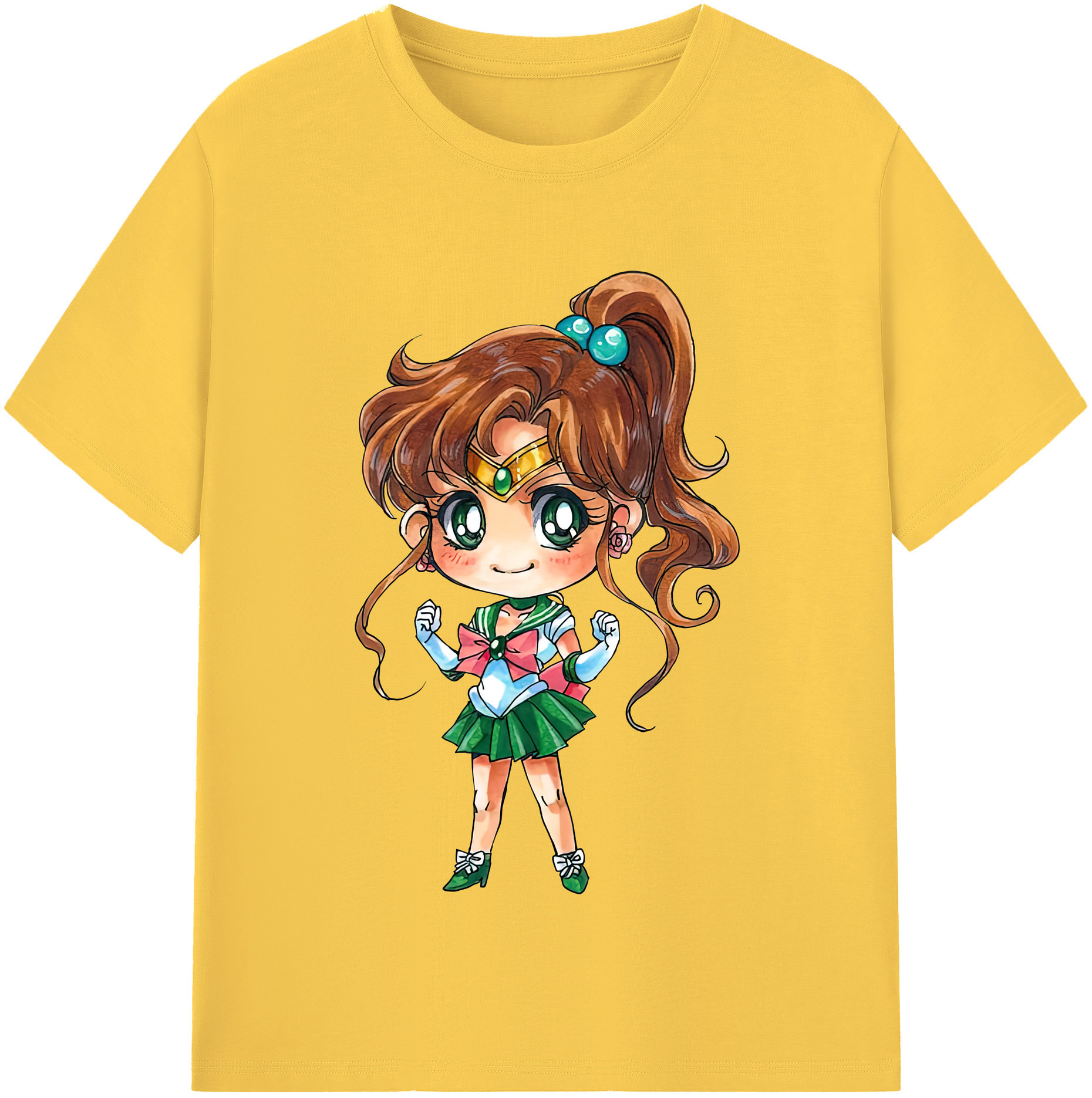 （画像用） 美少女戦士セーラームーン 木野 まこと きの まこと Sailor Moon Kino Makoto （セーラージュピター；Sailor Jupiter） 綿100％半袖Tシャツ（フロントプリント）