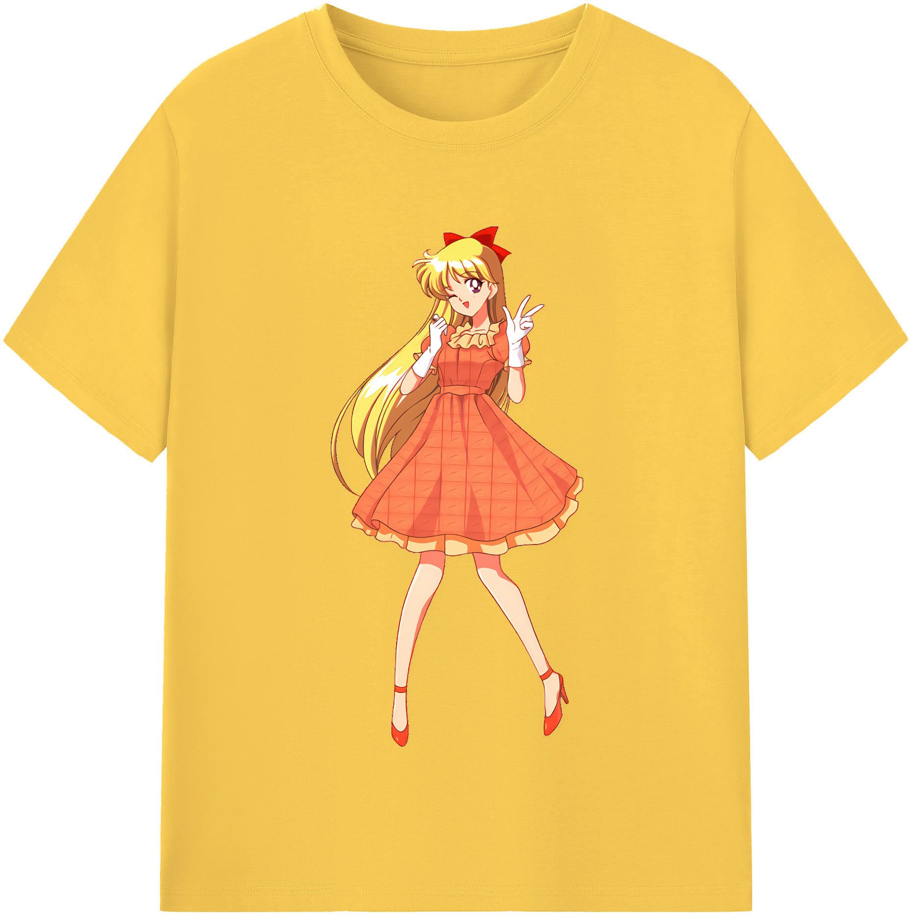 （画像用） 美少女戦士セーラームーン 愛野 美奈子 あいの みなこ Sailor Moon Aino Minako 綿100％半袖Tシャツ（フロントプリント）