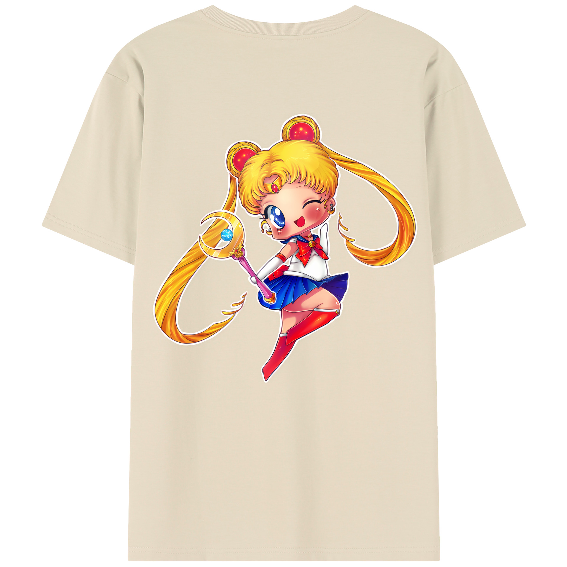 （画像用） 美少女戦士セーラームーン 月野 うさぎ つきの うさぎ Sailor Moon Tsukino Usagi 綿100％半袖Tシャツ（背面プリント）