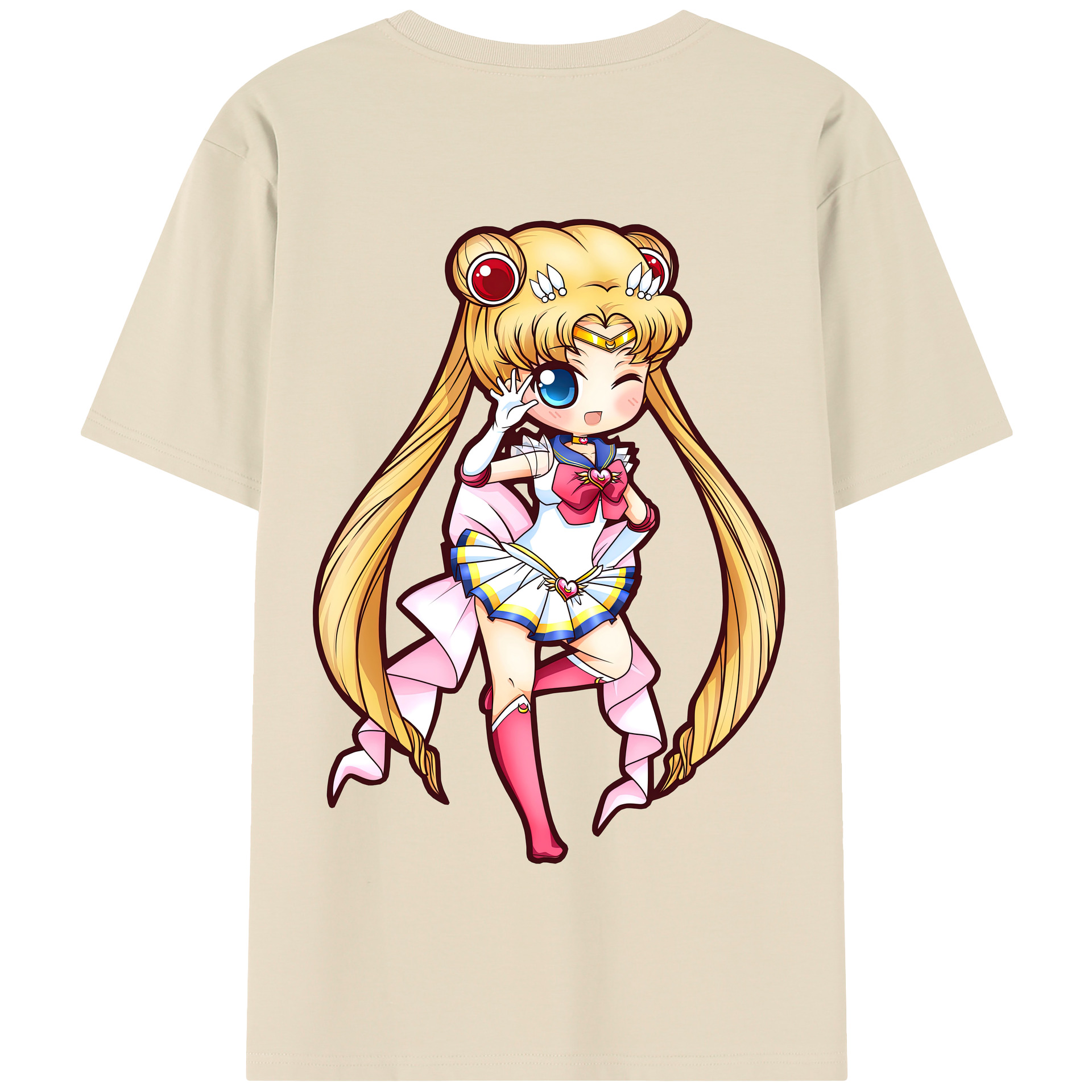 （画像用） 美少女戦士セーラームーン 月野 うさぎ つきの うさぎ Sailor Moon Tsukino Usagi 綿100％半袖Tシャツ（背面プリント）