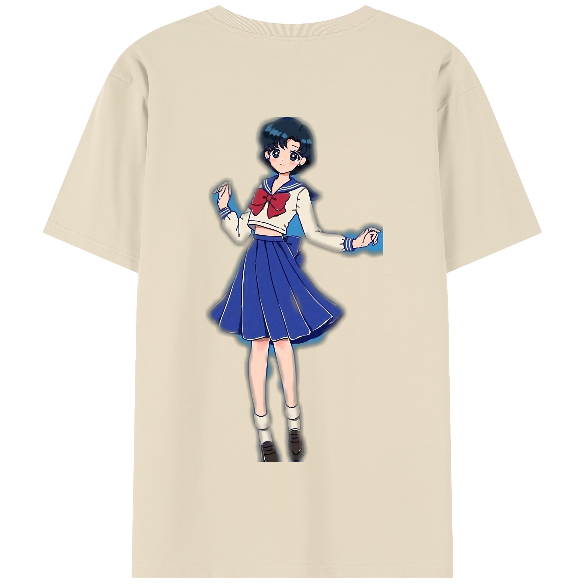 （画像用） 美少女戦士セーラームーン 水野 亜美 みずの あみ Sailor Moon Mizuno Ami 綿100％半袖Tシャツ（背面プリント）
