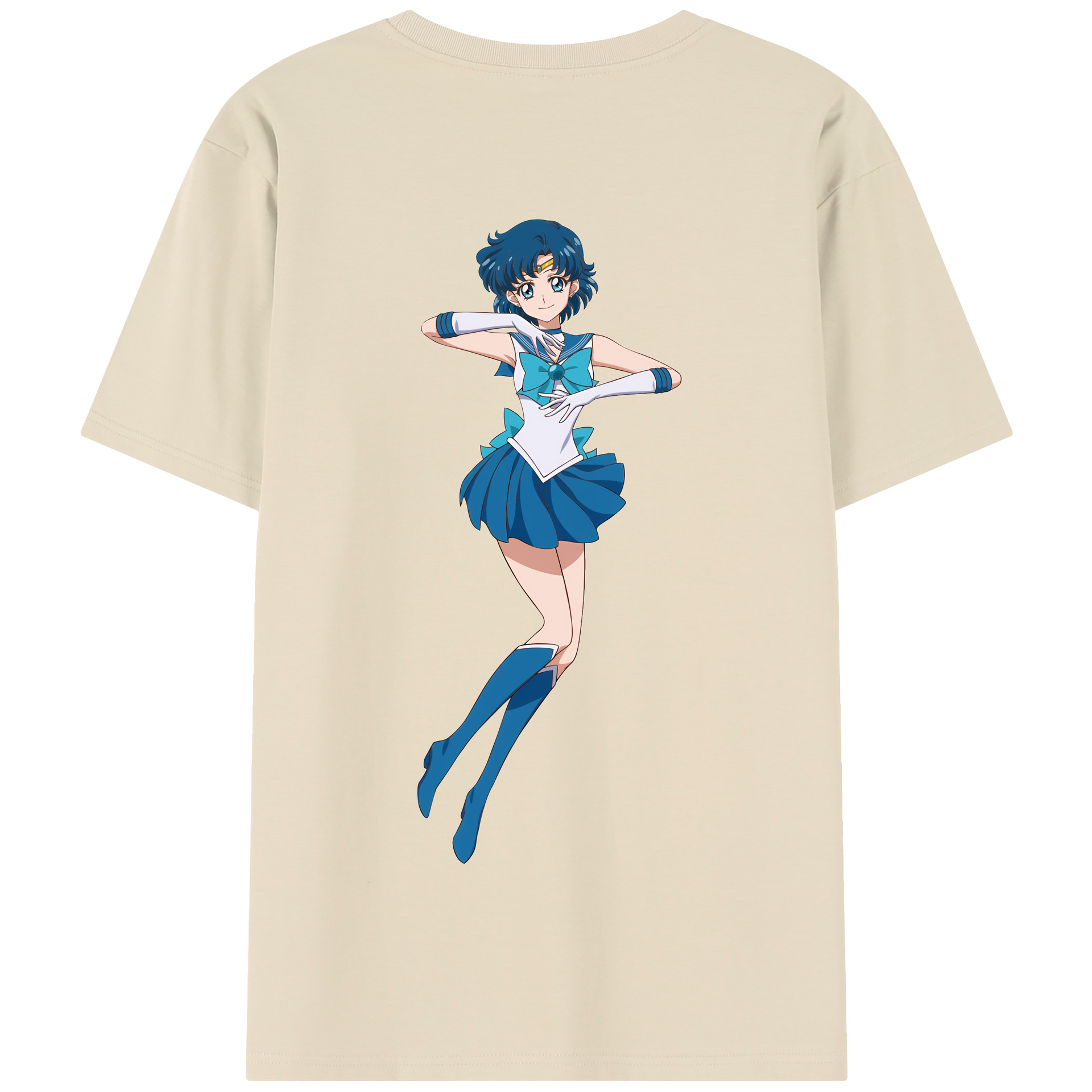 （画像用） 美少女戦士セーラームーン 水野 亜美 みずの あみ Sailor Moon Mizuno Ami 綿100％半袖Tシャツ（背面プリント）