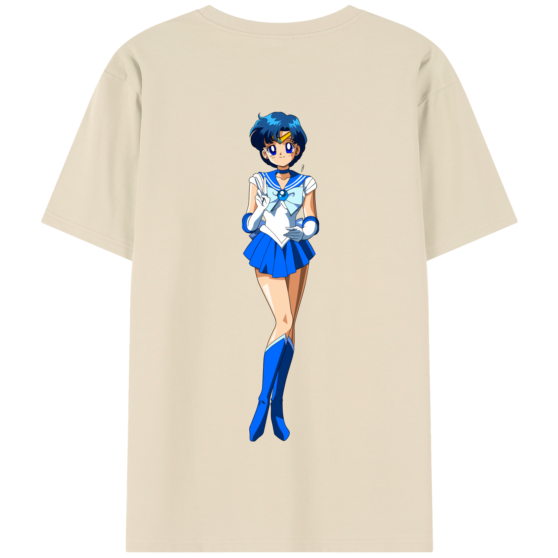 （画像用） 美少女戦士セーラームーン 水野 亜美 みずの あみ Sailor Moon Mizuno Ami 綿100％半袖Tシャツ（背面プリント）