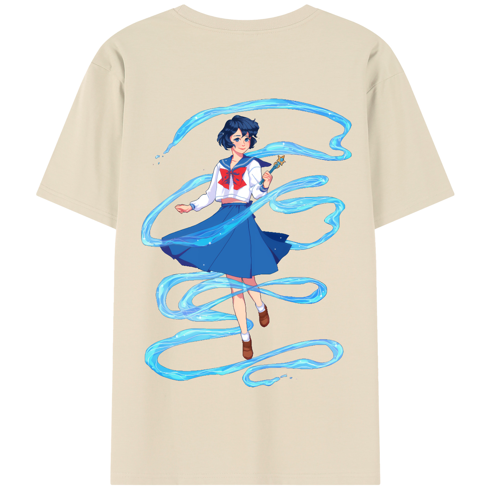 （画像用） 美少女戦士セーラームーン 水野 亜美 みずの あみ Sailor Moon Mizuno Ami 綿100％半袖Tシャツ（背面プリント）