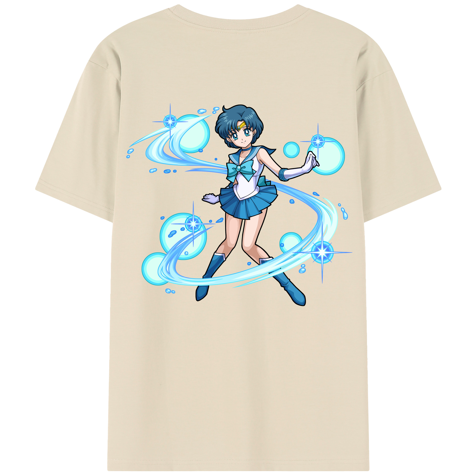 （画像用） 美少女戦士セーラームーン 水野 亜美 みずの あみ Sailor Moon Mizuno Ami 綿100％半袖Tシャツ（背面プリント）