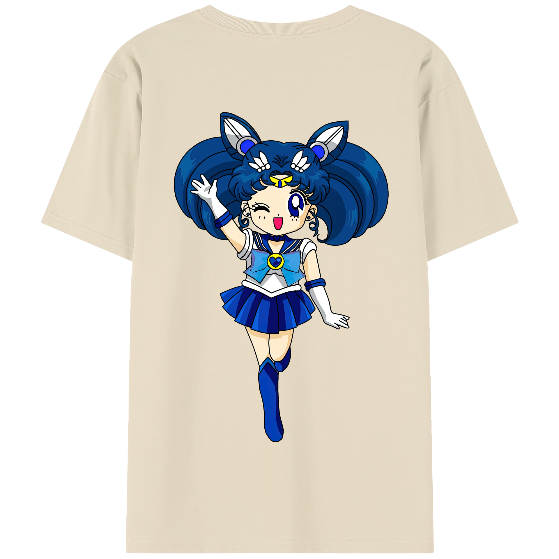 （画像用） 美少女戦士セーラームーン 水野 亜美 みずの あみ Sailor Moon Mizuno Ami 綿100％半袖Tシャツ（背面プリント）