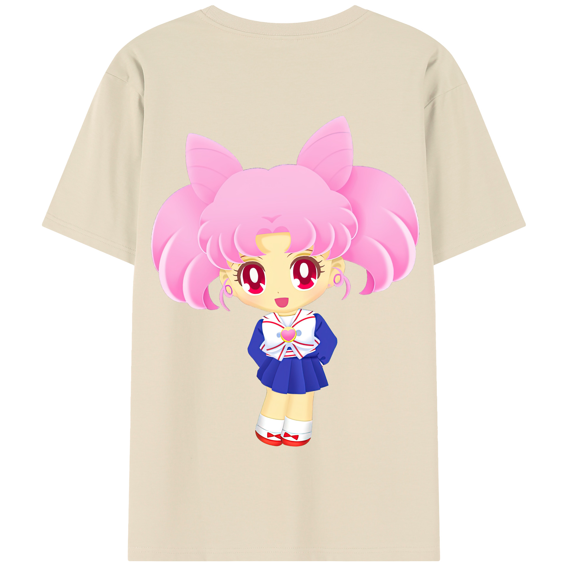 （画像用） 美少女戦士セーラームーン ちびうさ Sailor Moon Chibiusa Tsukino Usagi Small Lady Serenity 綿100％半袖Tシャツ（背面プリント）