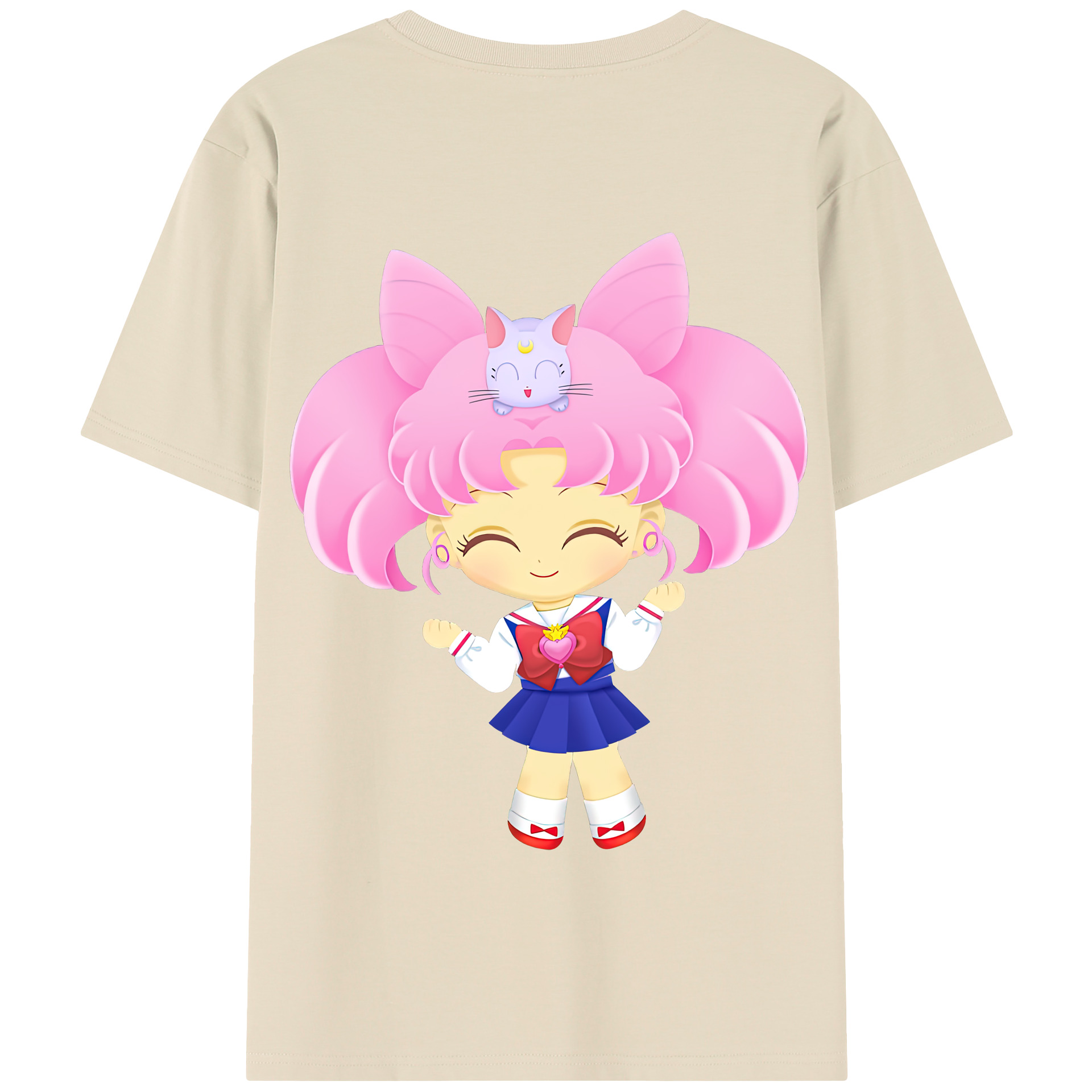 （画像用） 美少女戦士セーラームーン ちびうさ Sailor Moon Chibiusa Tsukino Usagi Small Lady Serenity 綿100％半袖Tシャツ（背面プリント）