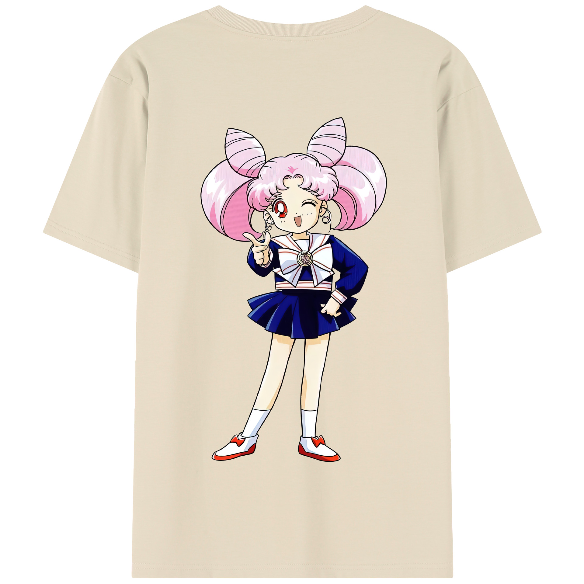 （画像用） 美少女戦士セーラームーン ちびうさ Sailor Moon Chibiusa Tsukino Usagi Small Lady Serenity 綿100％半袖Tシャツ（背面プリント）