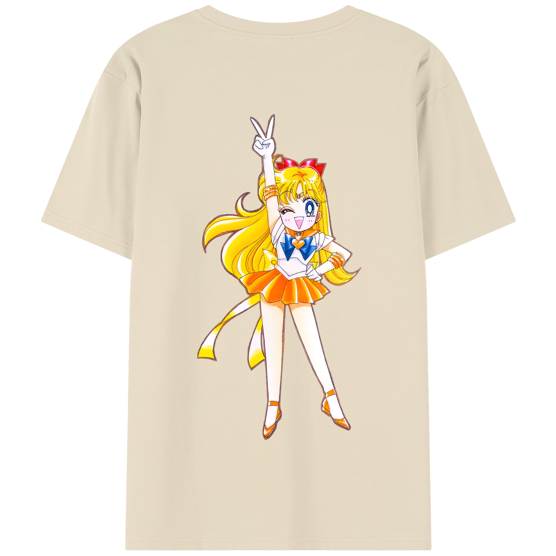 （画像用） 美少女戦士セーラームーン 愛野 美奈子 あいの みなこ Sailor Moon Aino Minako 綿100％半袖Tシャツ（背面プリント）