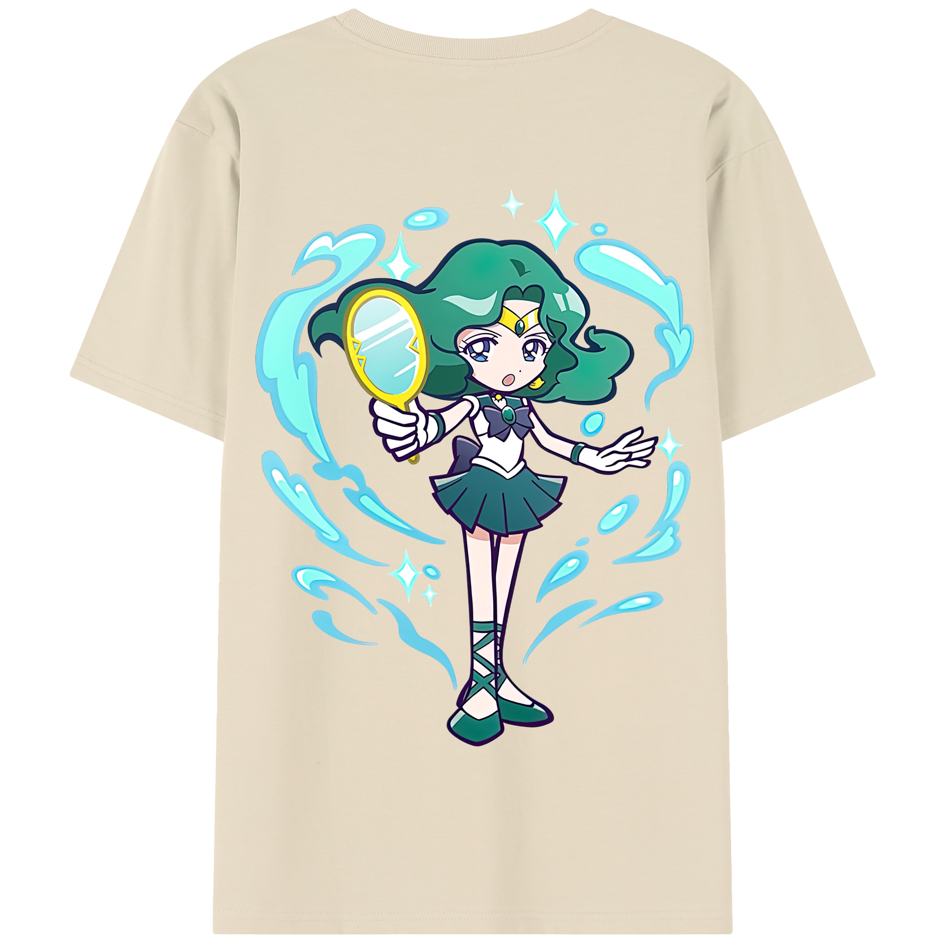 （画像用） 美少女戦士セーラームーン 海王 みちる（かいおう みちる） Sailor Moon Kaiou Michiru 綿100％半袖Tシャツ（背面プリント）